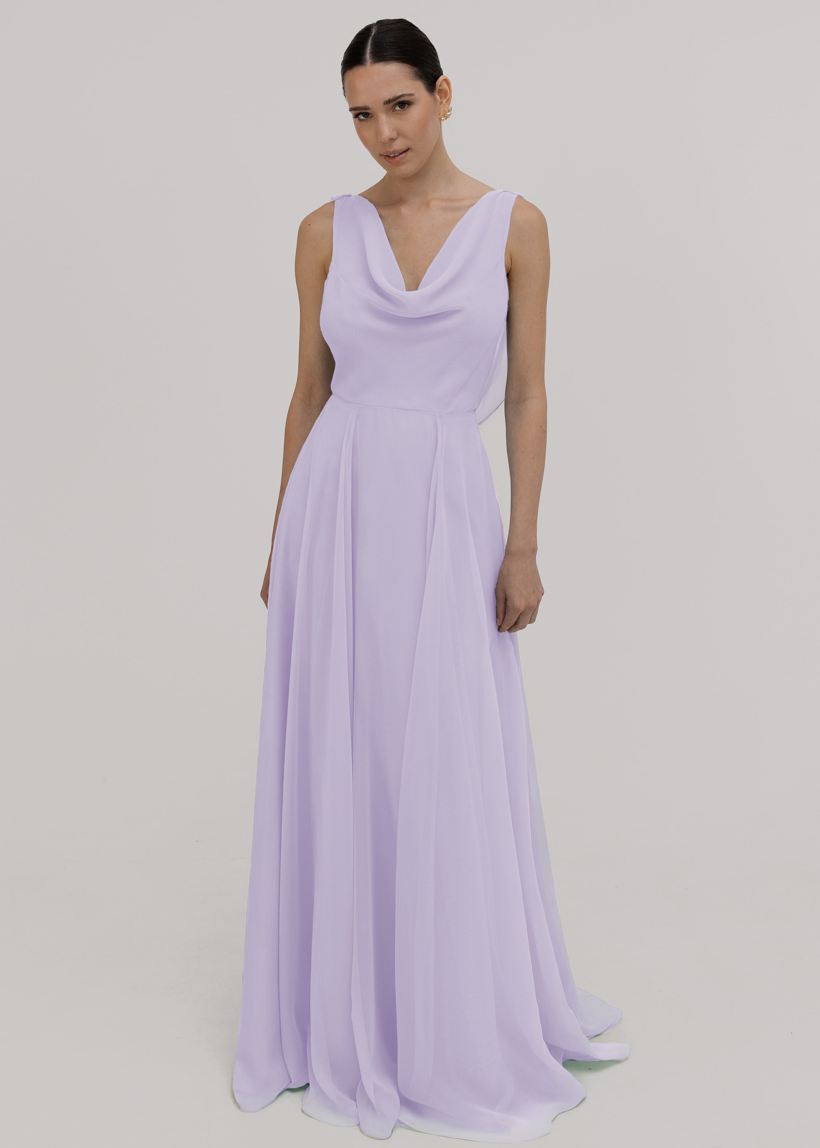 Athena Bridesmaid Dress In Lilac Mist Chiffon