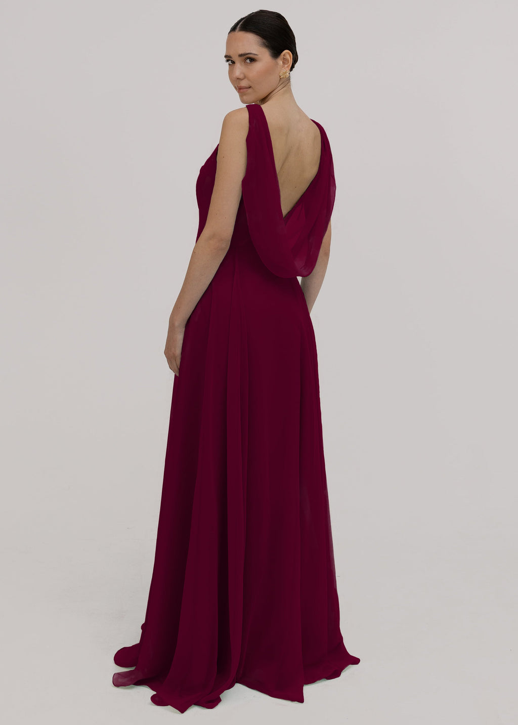 Athena Bridesmaid Dress In Merlot Chiffon
