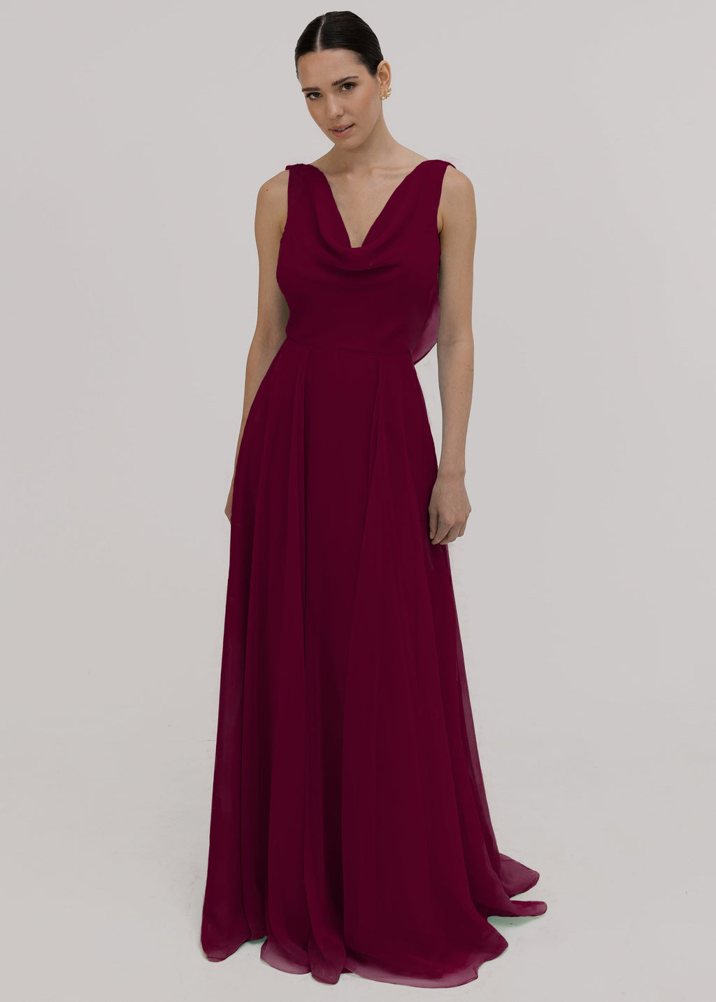 Athena Bridesmaid Dress In Merlot Chiffon