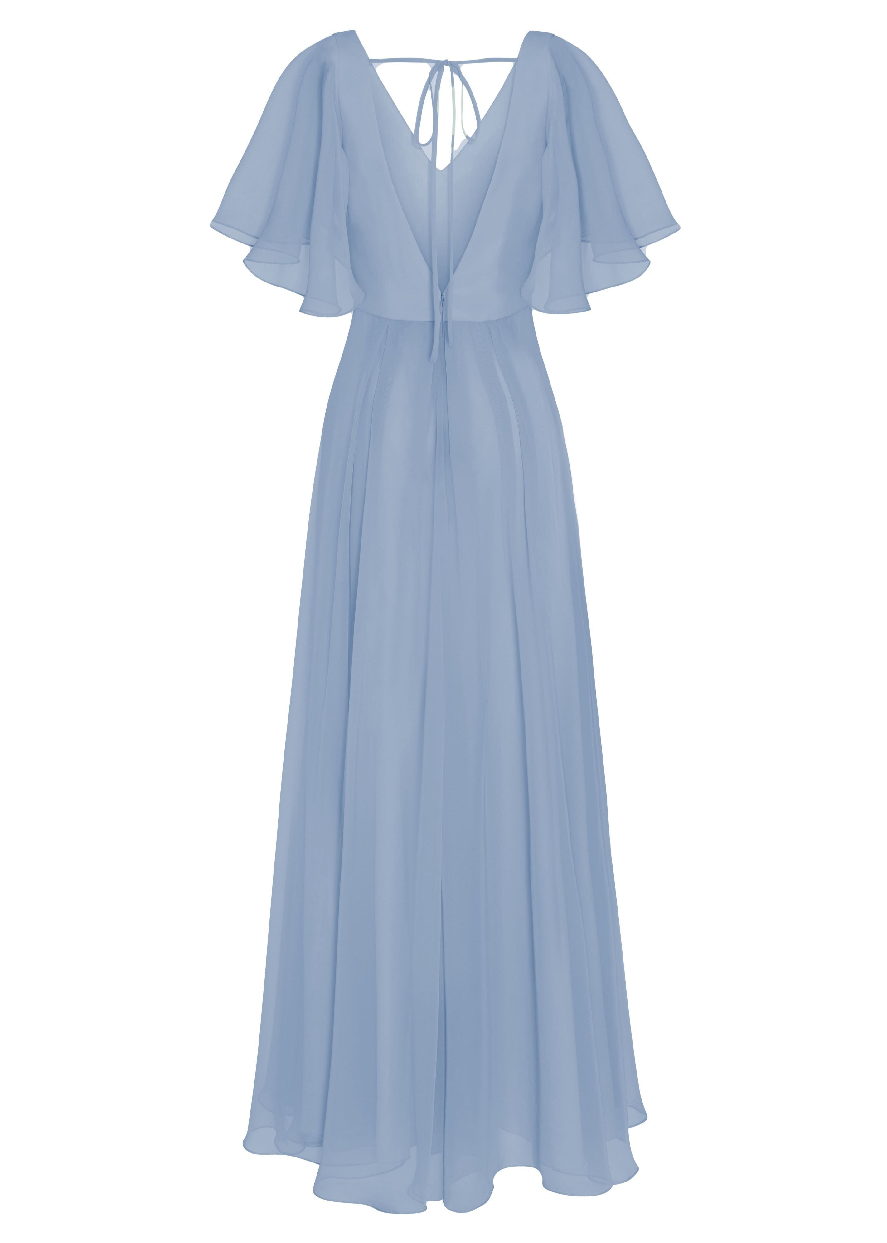 Phoebe Bridesmaid Dress In Dusty Blue Chiffon