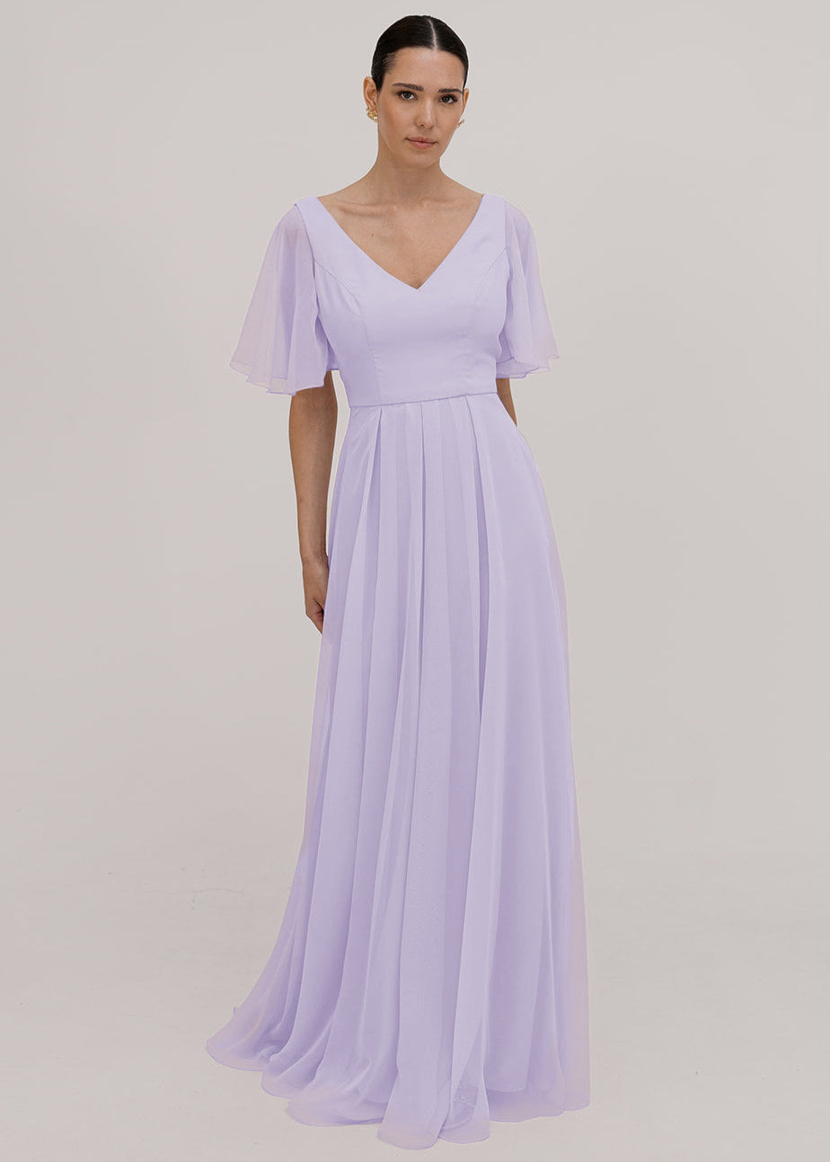 Phoebe Bridesmaid Dress In Lilac Mist Chiffon
