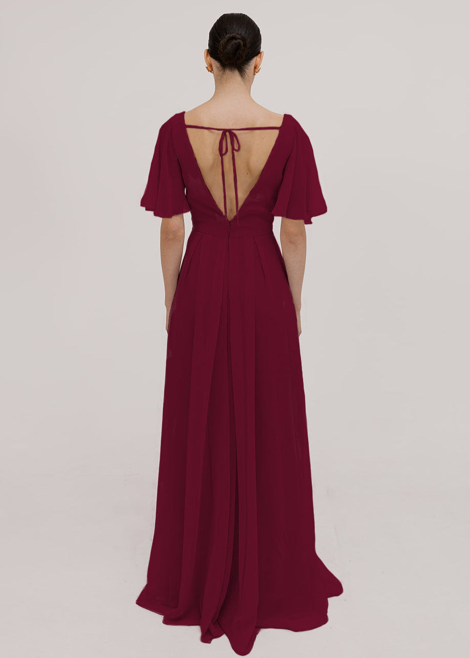 Phoebe Bridesmaid Dress In Merlot Chiffon