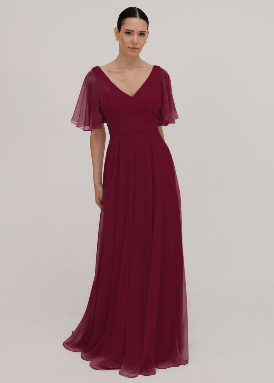 Phoebe Bridesmaid Dress In Merlot Chiffon