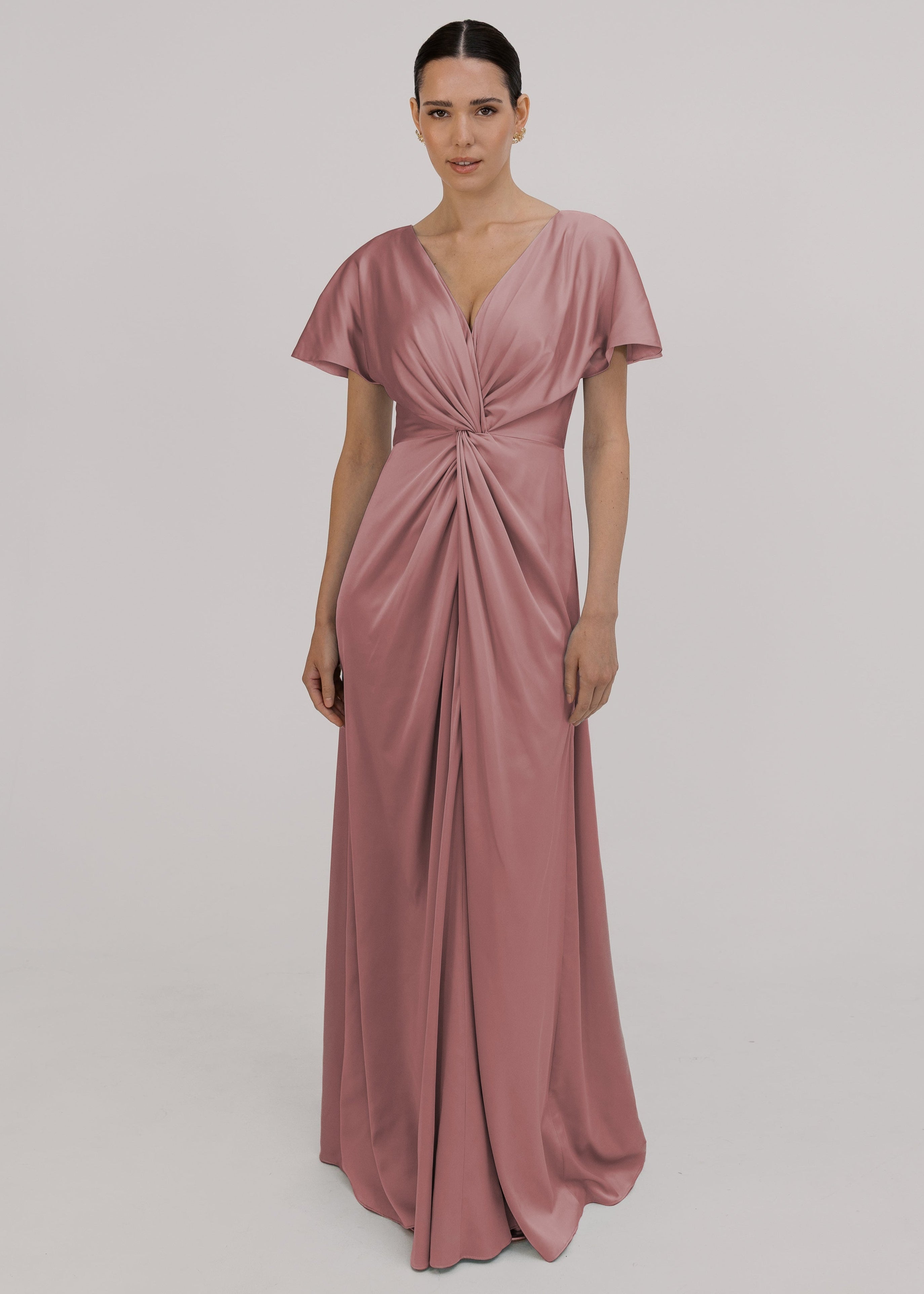 Camilla Bridesmaid Dress in Rose Pink Satin