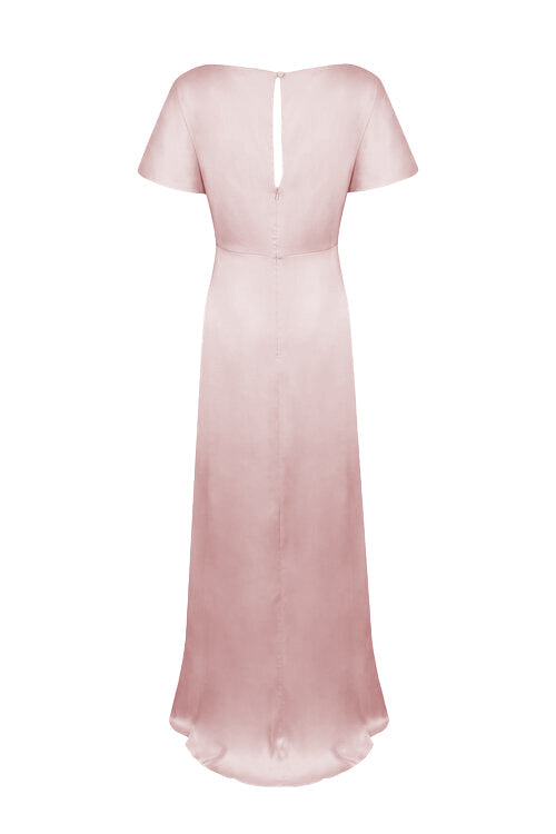 Camilla Bridesmaid Dress in Rose Pink Satin