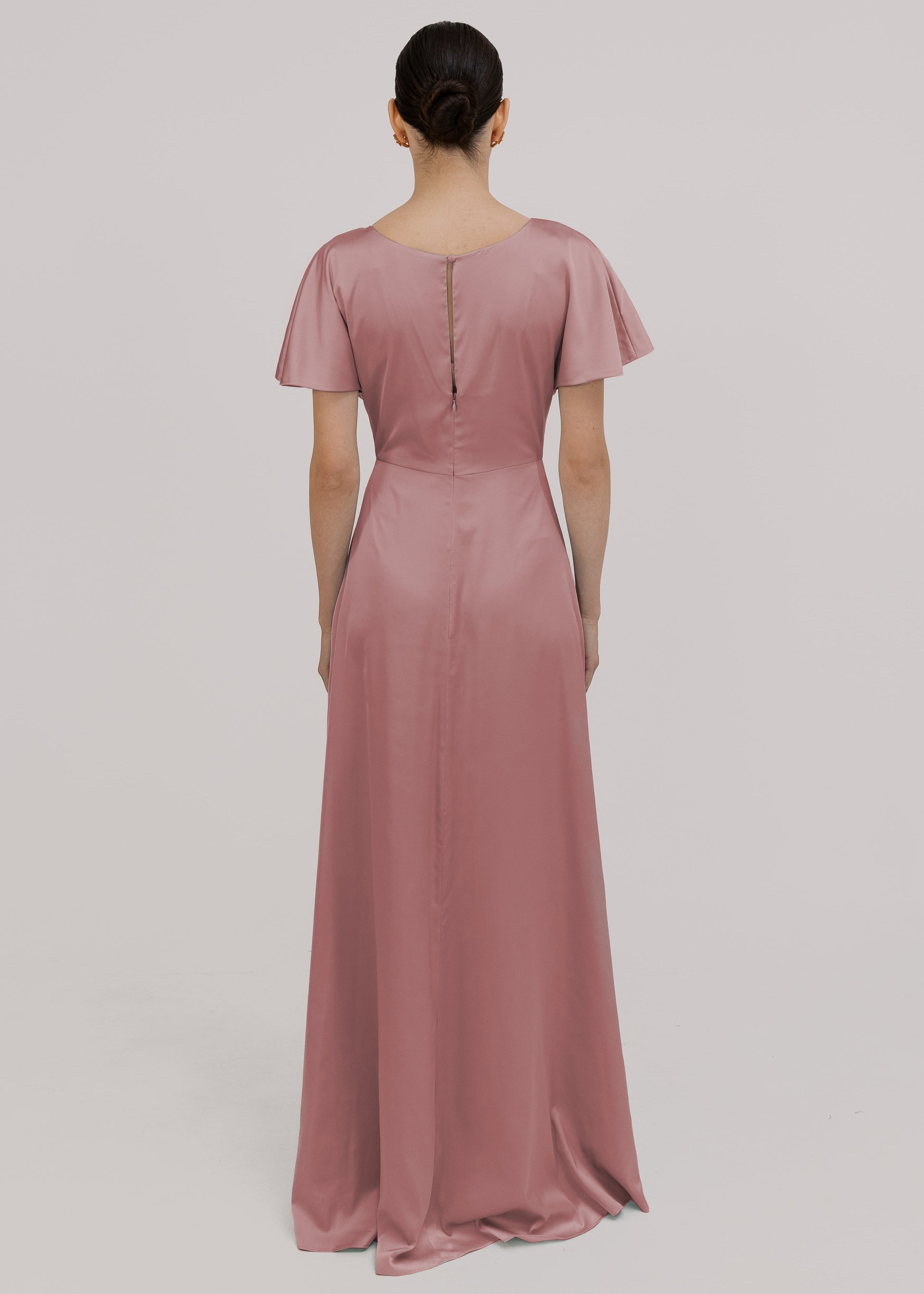 Camilla Bridesmaid Dress in Rose Pink Satin