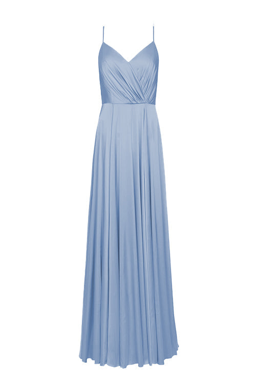 Isla Bridesmaid Dress in Dusty Blue Satin