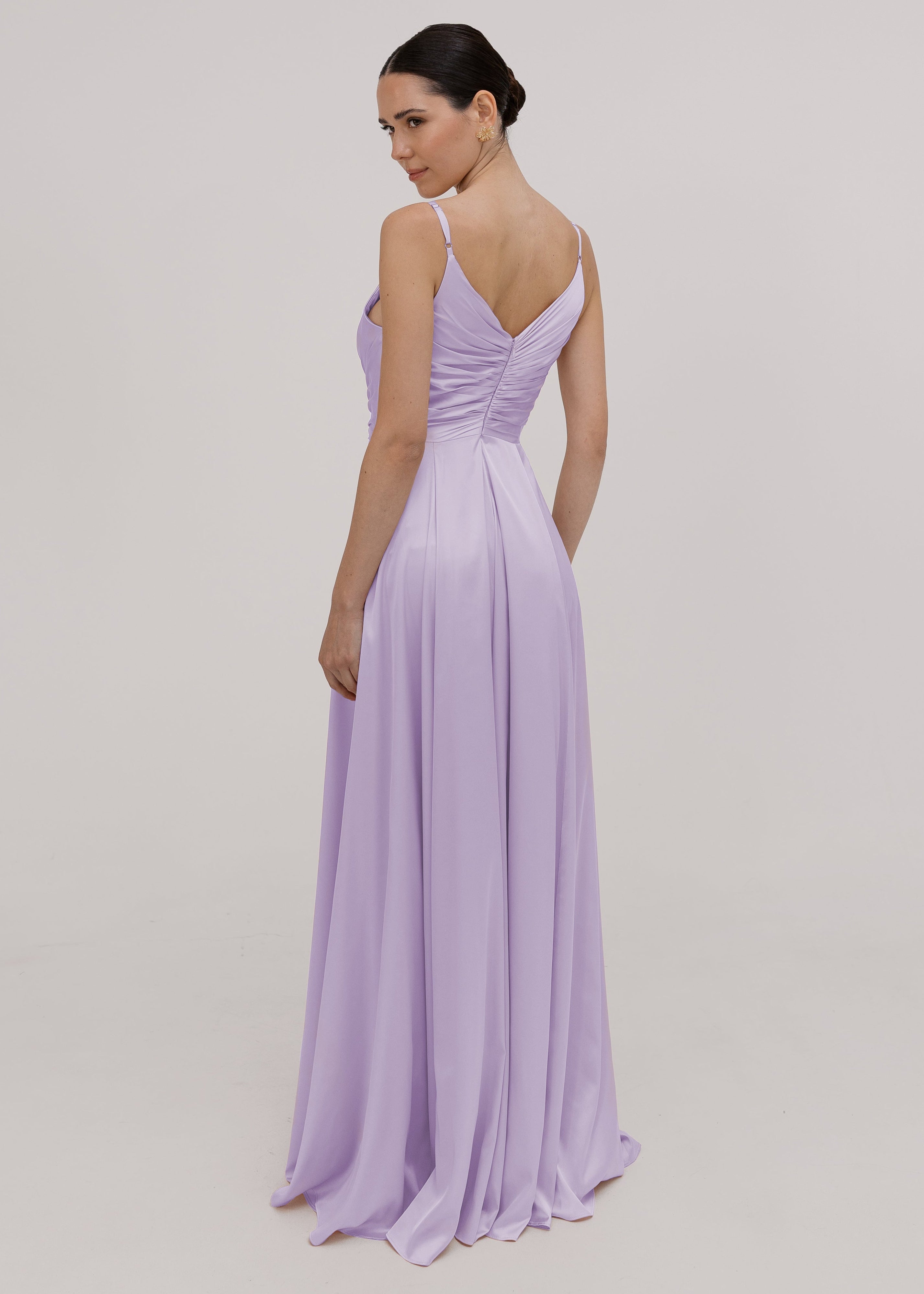 Isla Bridesmaid Dress in Violet Satin
