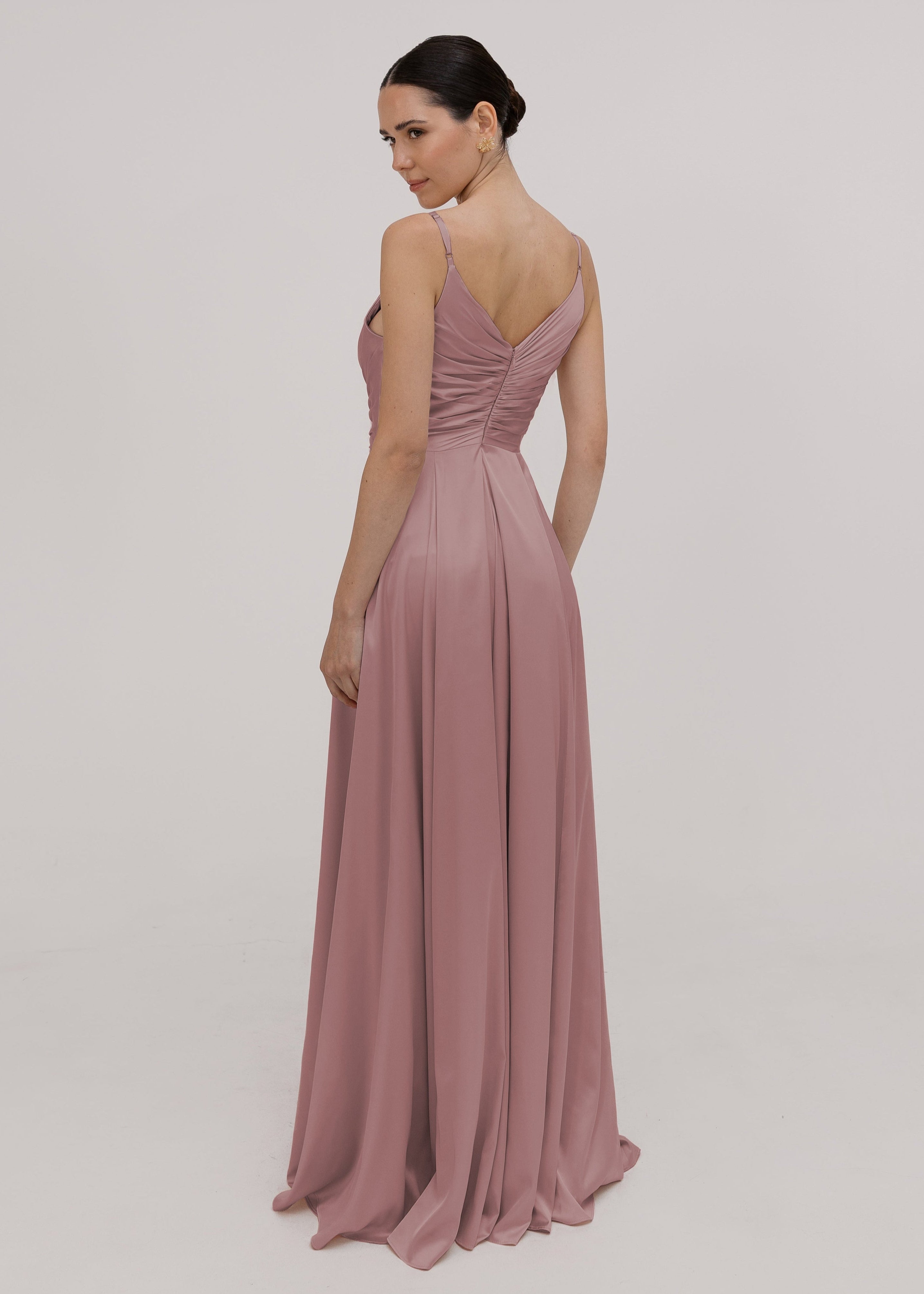 Isla Bridesmaid Dress in Rose Pink Satin