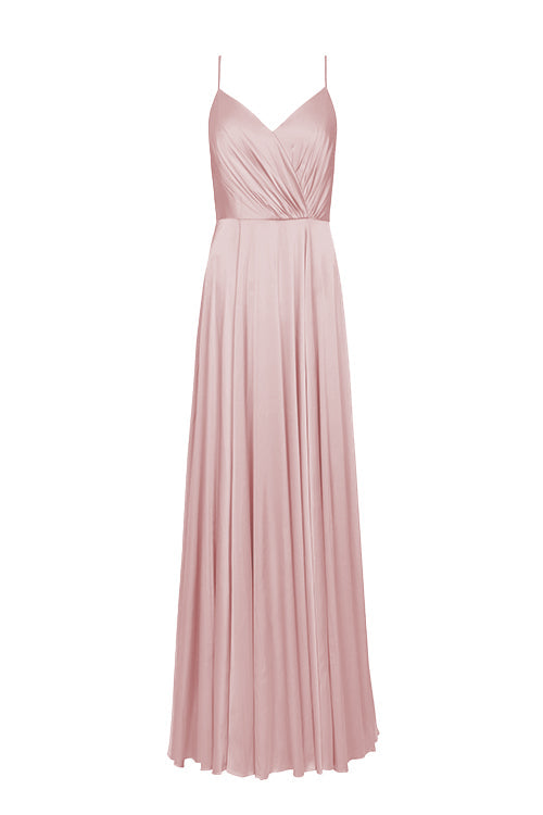 Isla Bridesmaid Dress in Rose Pink Satin