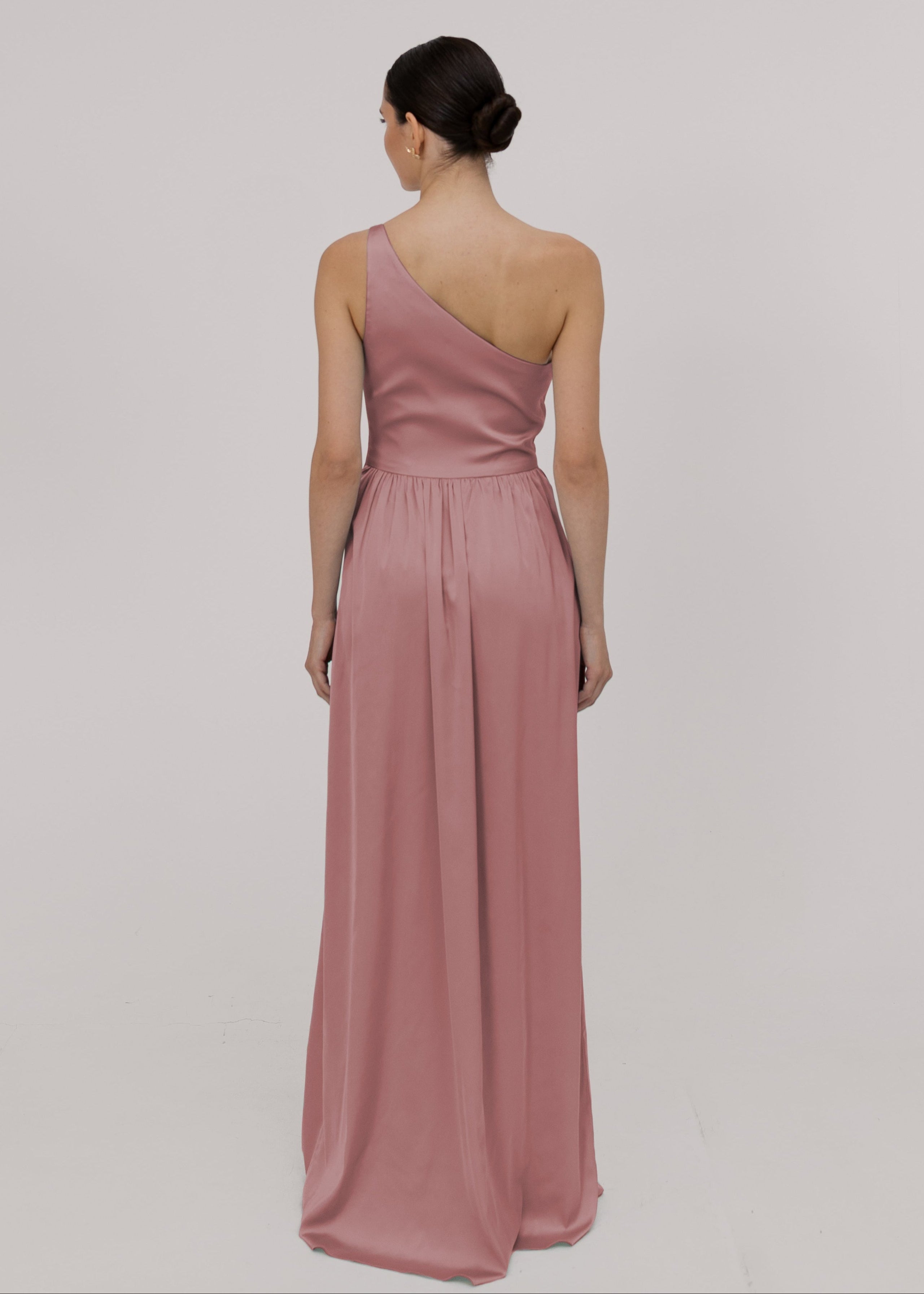 Greta Bridesmaid Dress in Rose Pink Satin