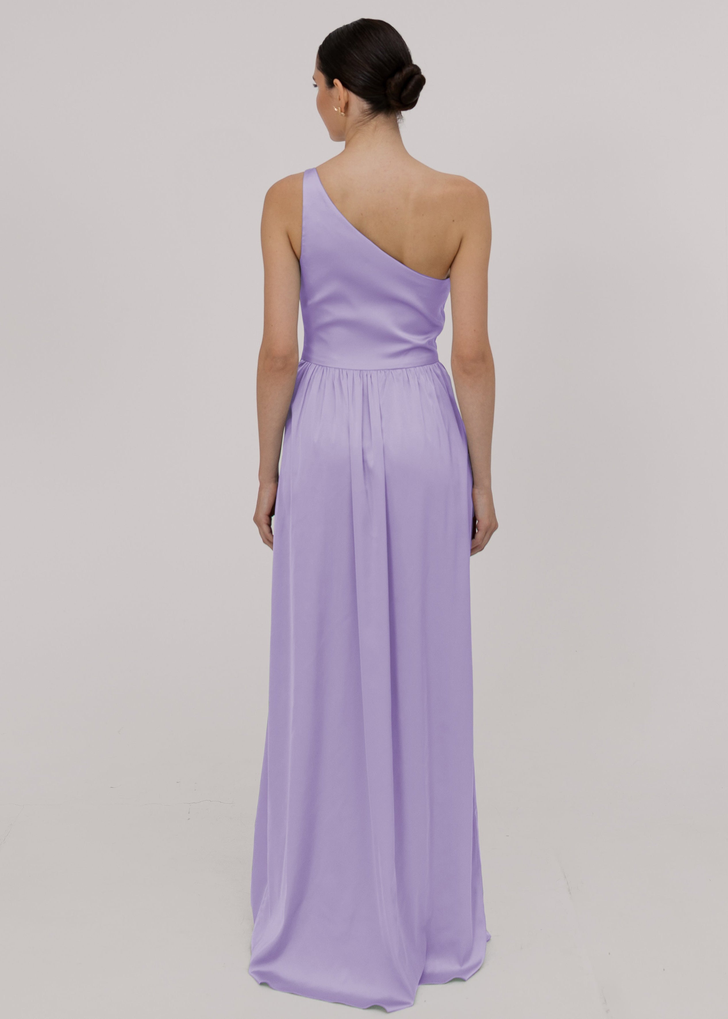 Greta Bridesmaid Dress Violet Satin