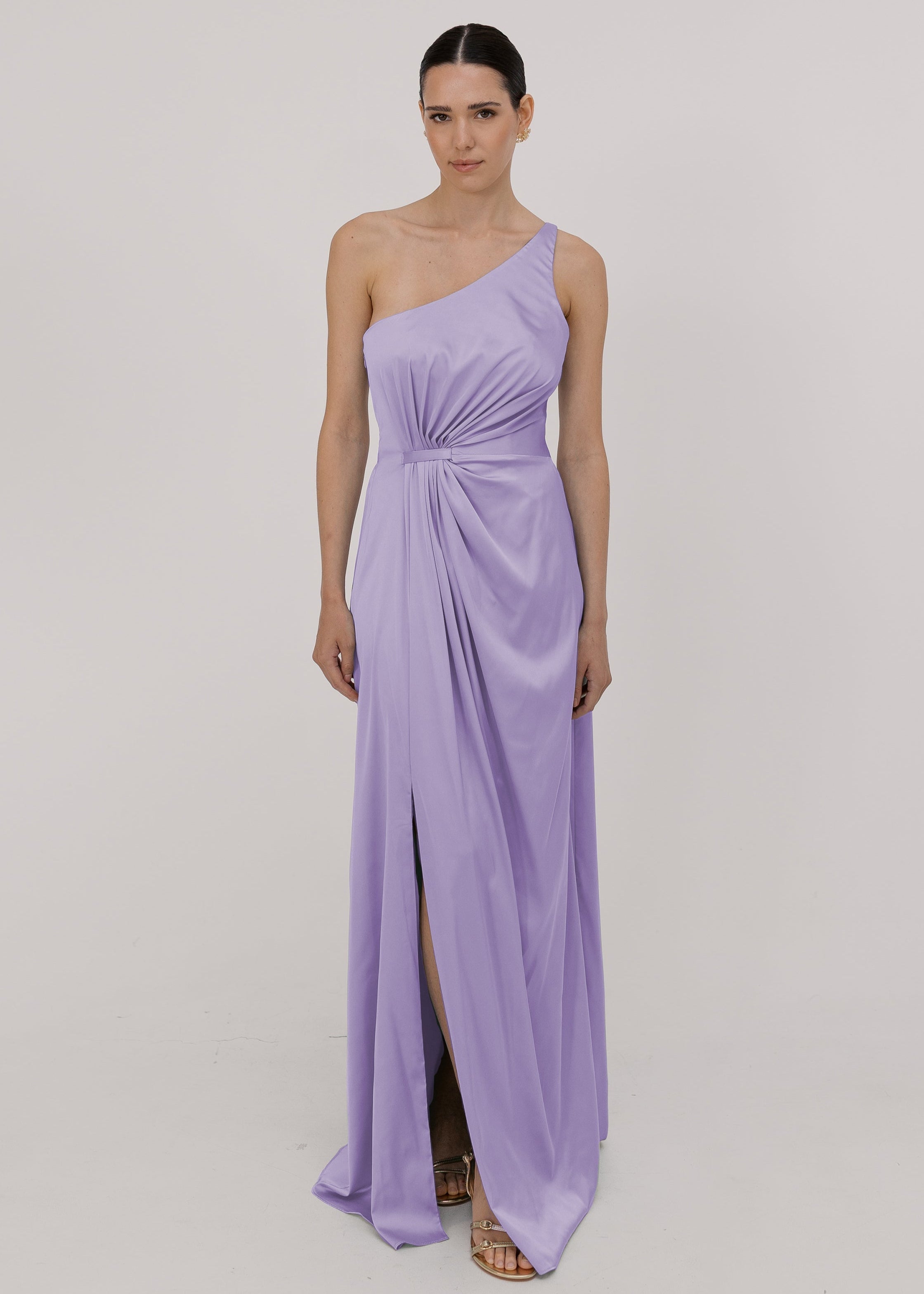 Greta Bridesmaid Dress Violet Satin