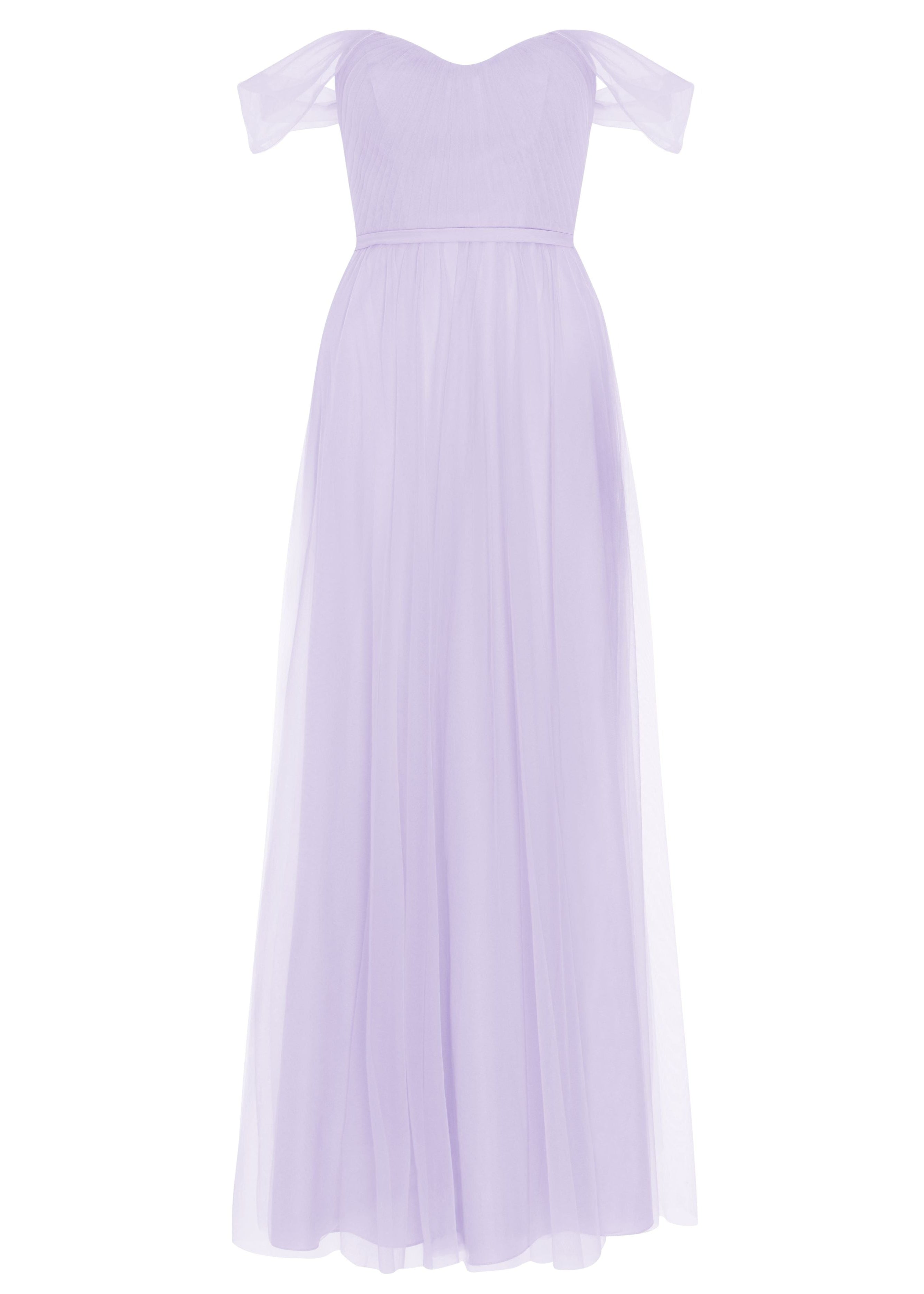 Bardot Bridesmaid Dress in Lilac Mist Tulle