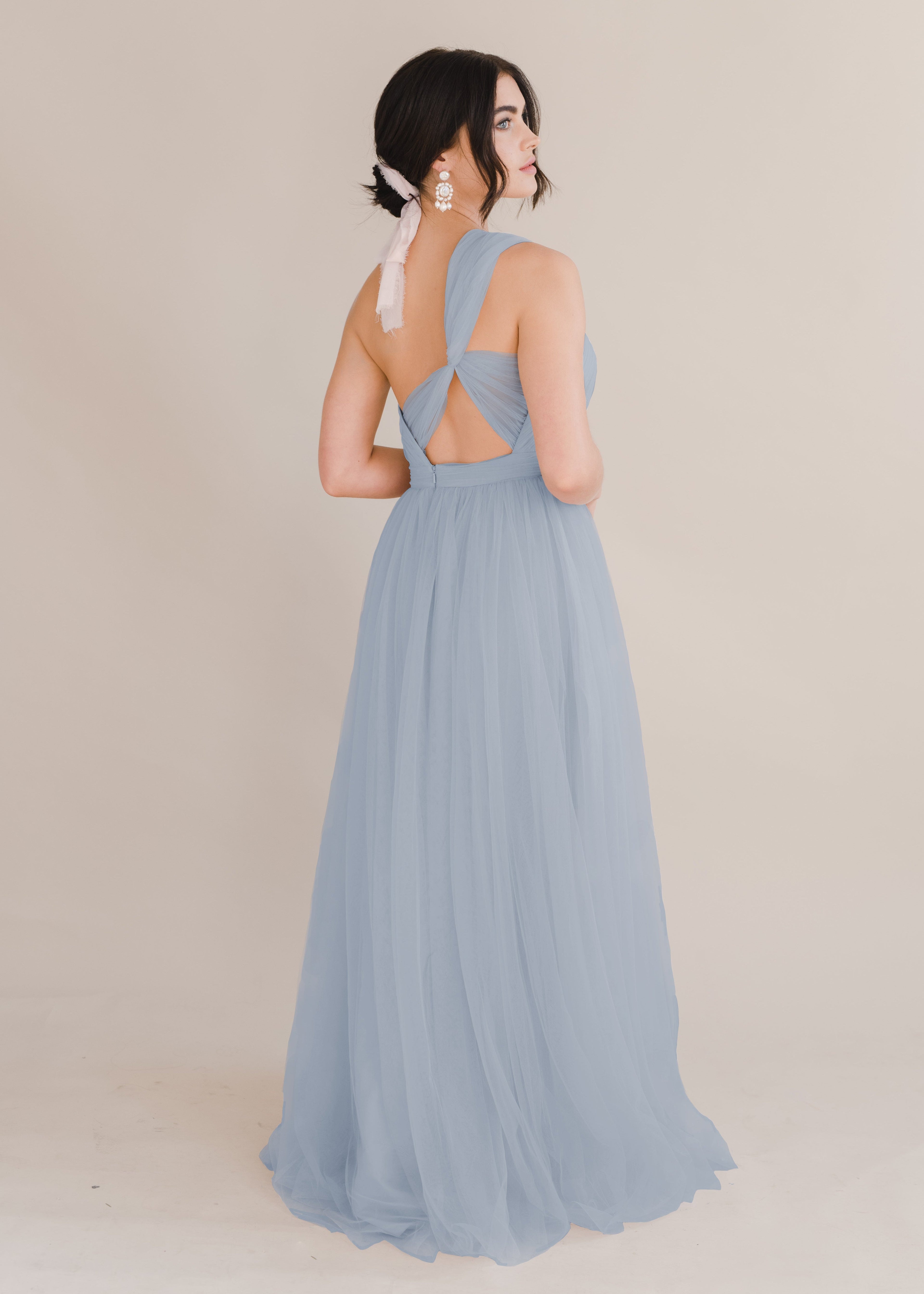 Luna Bridesmaid Dress in Dusty Blue Tulle