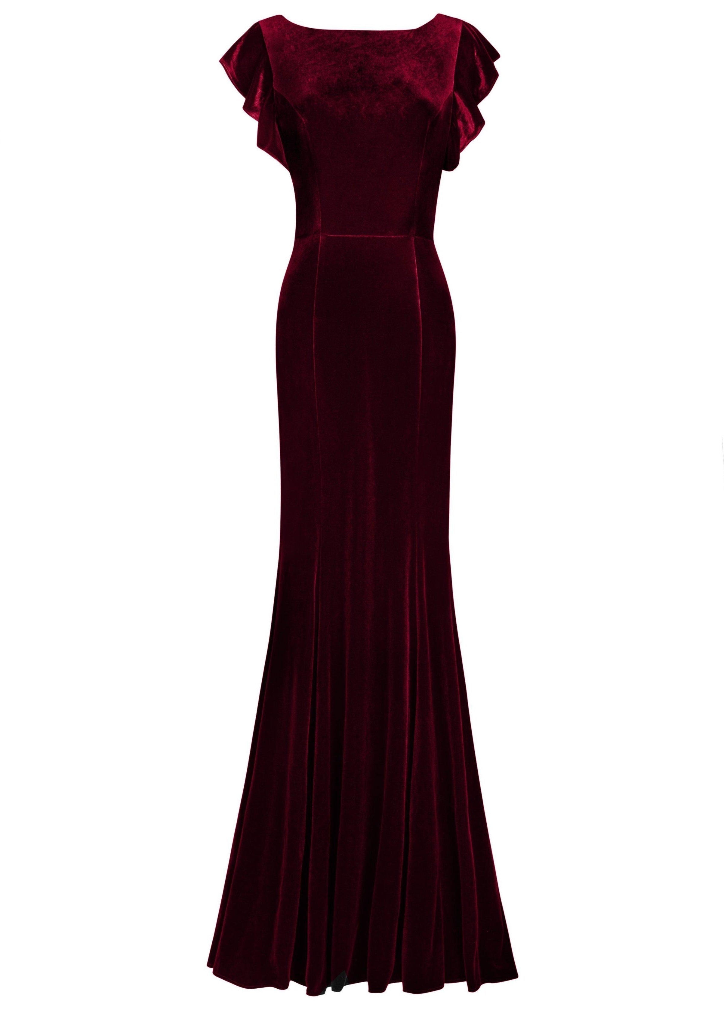 Cecelia Velvet Bridesmaid Dress in Merlot
