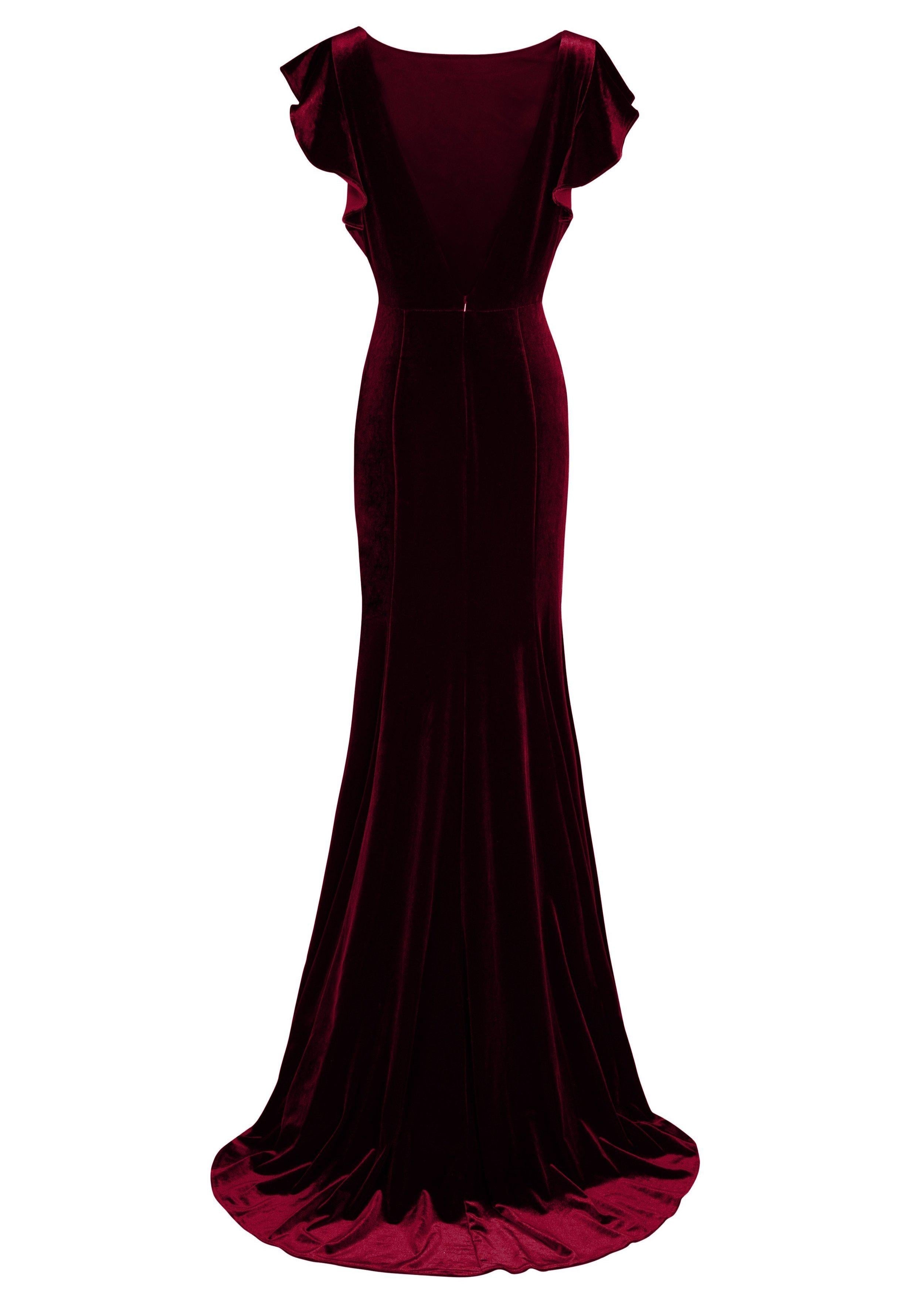 Cecelia Velvet Bridesmaid Dress in Merlot
