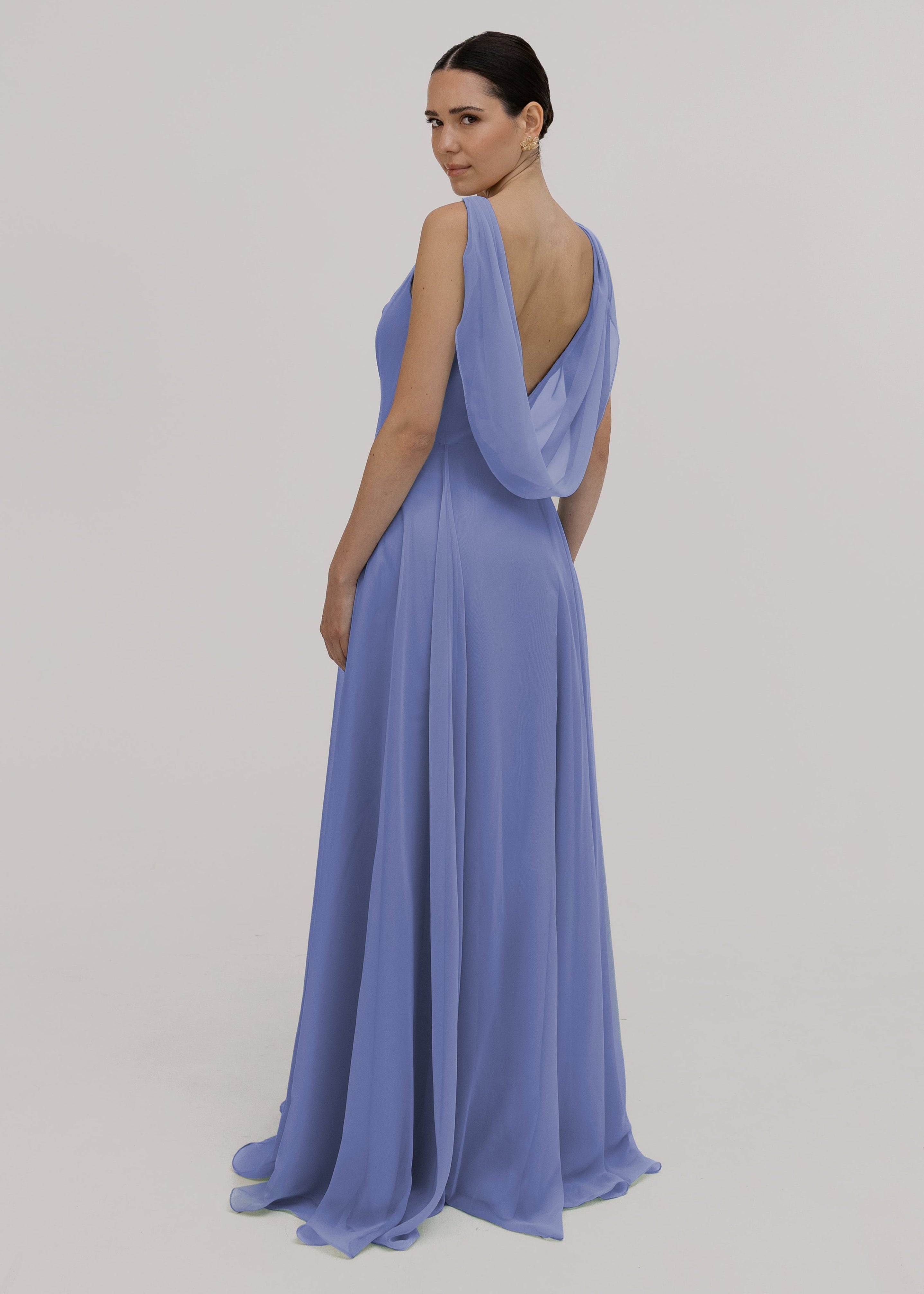 Athena Bridesmaid Dress In French Blue Chiffon