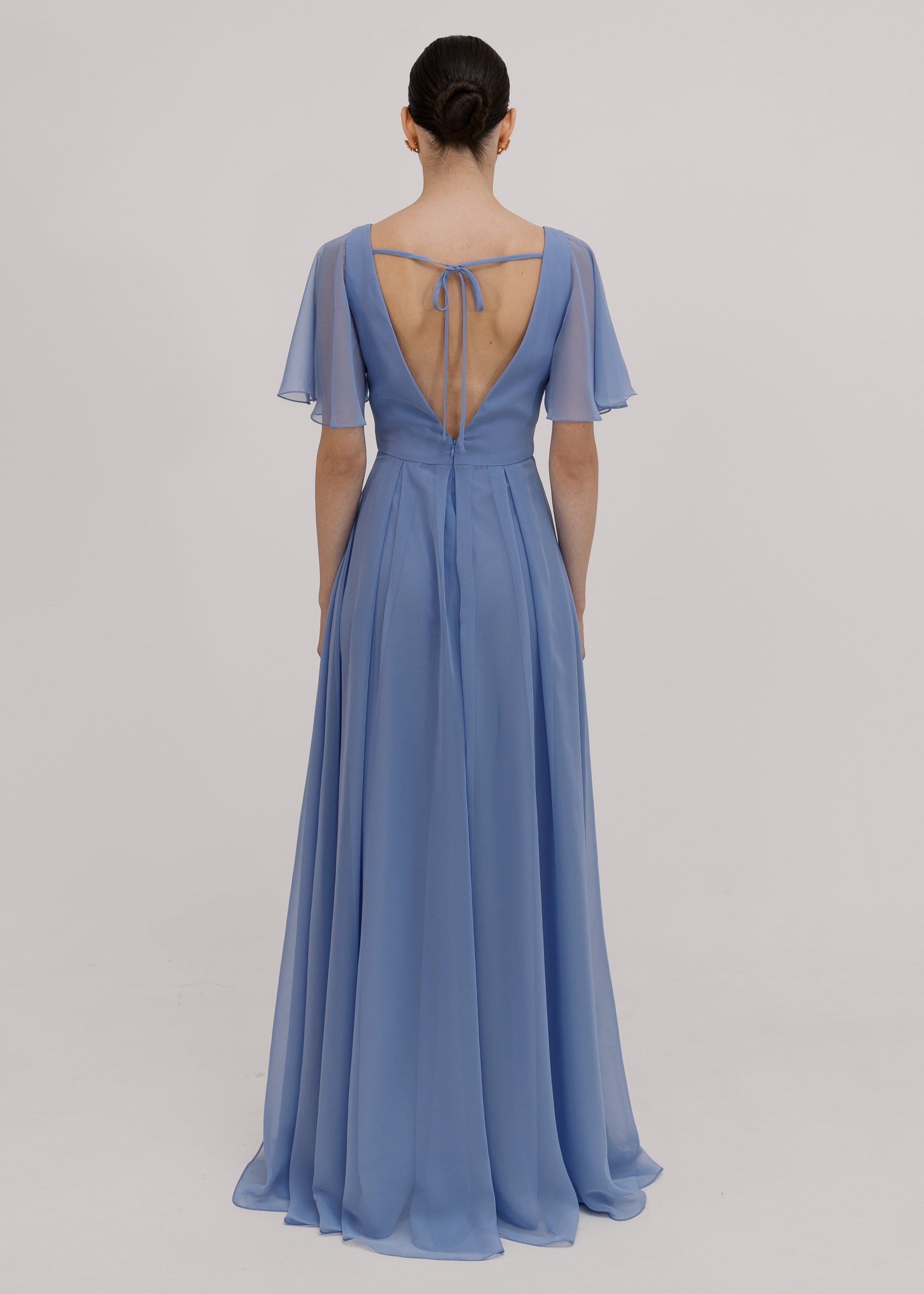 Phoebe Bridesmaid Dress In French Blue Chiffon