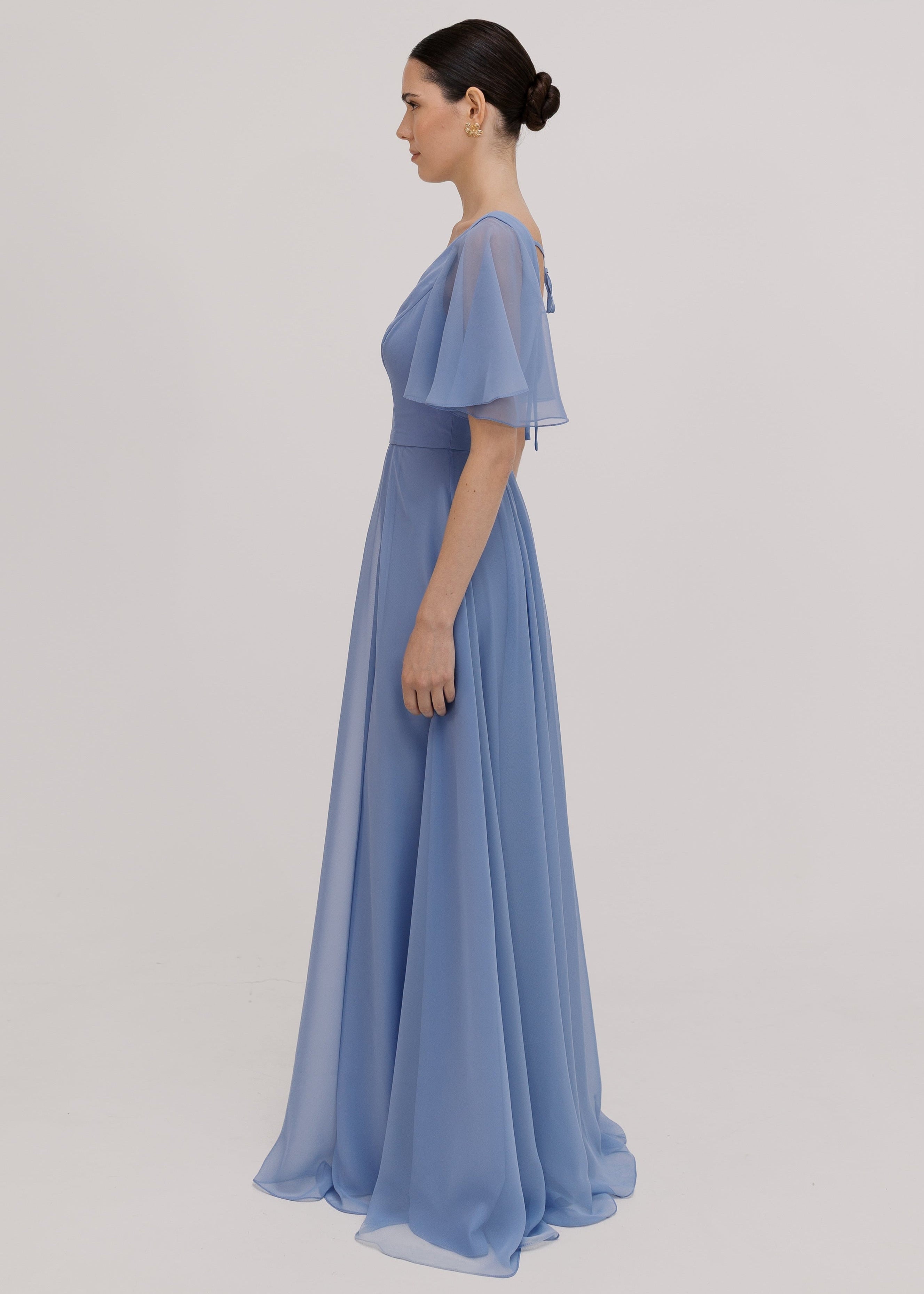 Phoebe Bridesmaid Dress In French Blue Chiffon