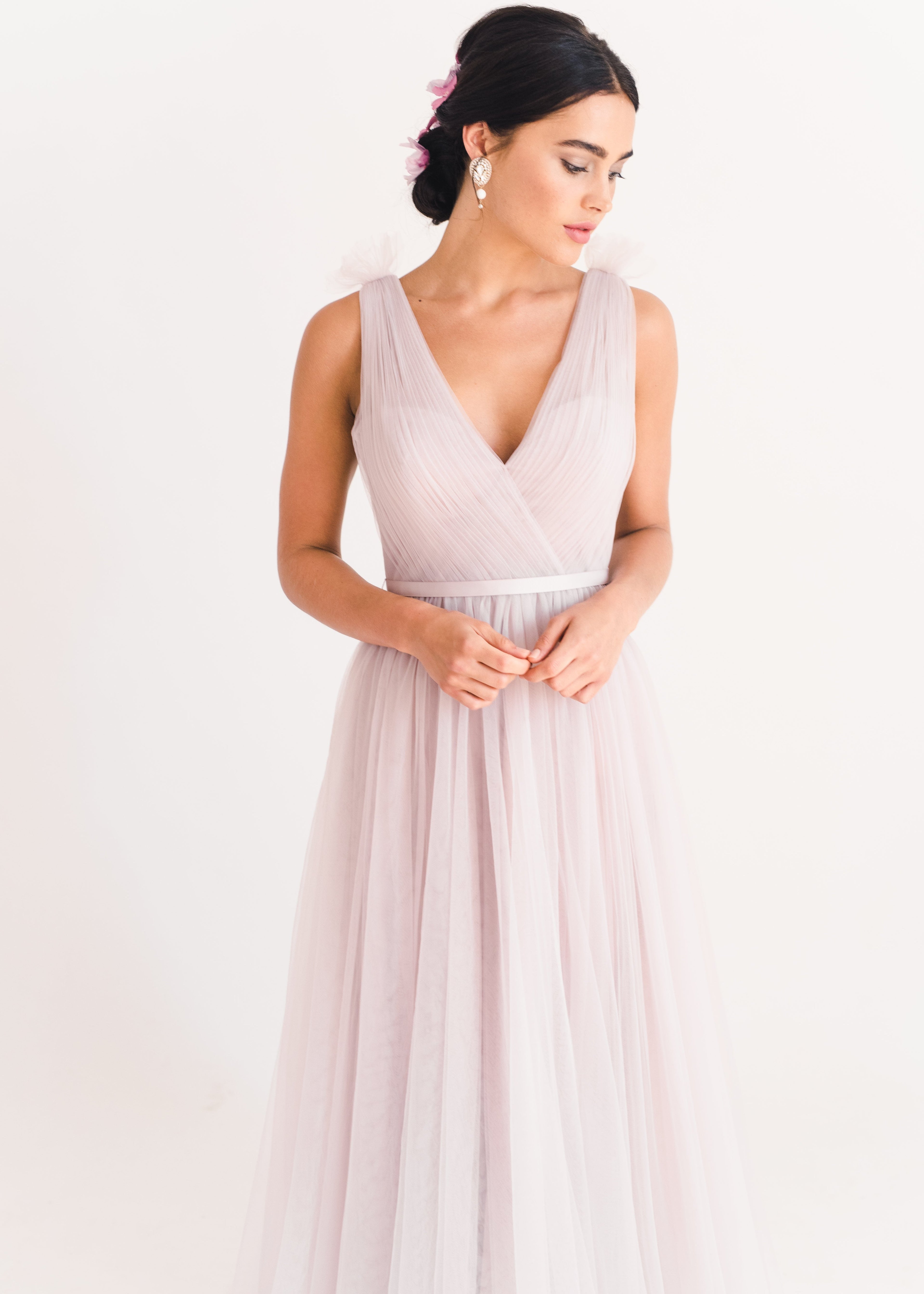 Grace Bridesmaid Dress in Smoked Blush Tulle