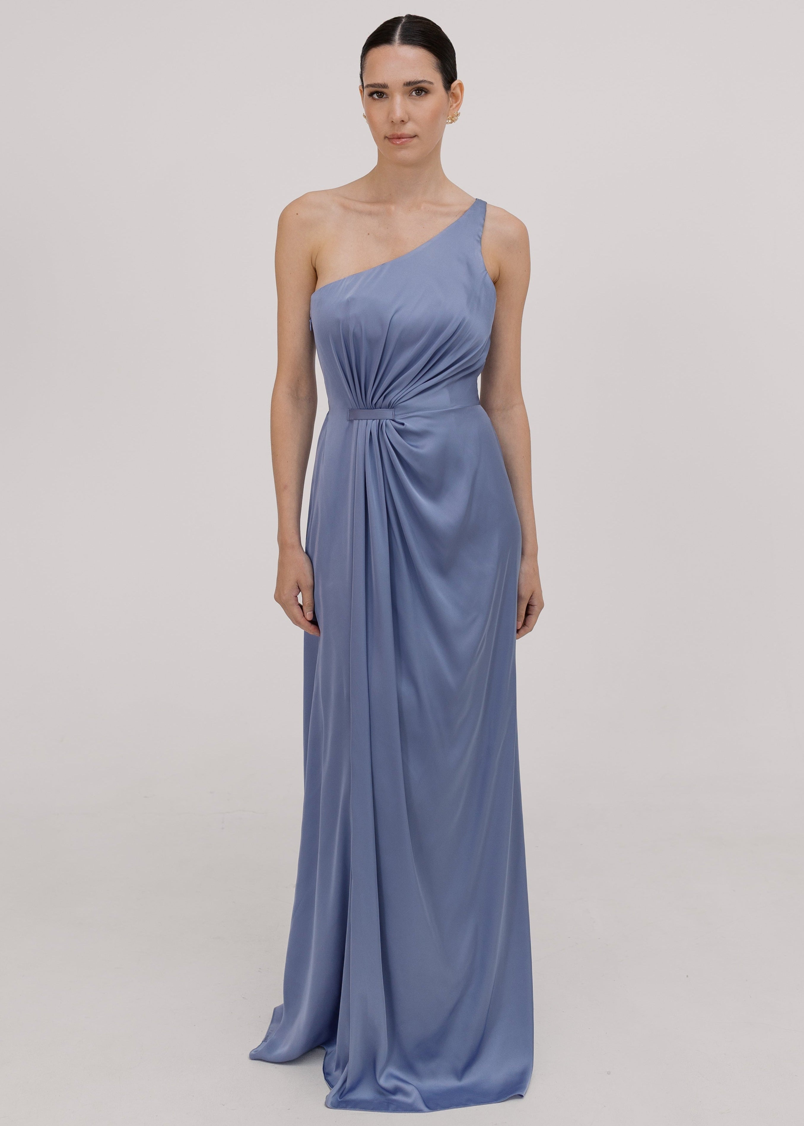 Greta Bridesmaid Dress in French Blue Satin