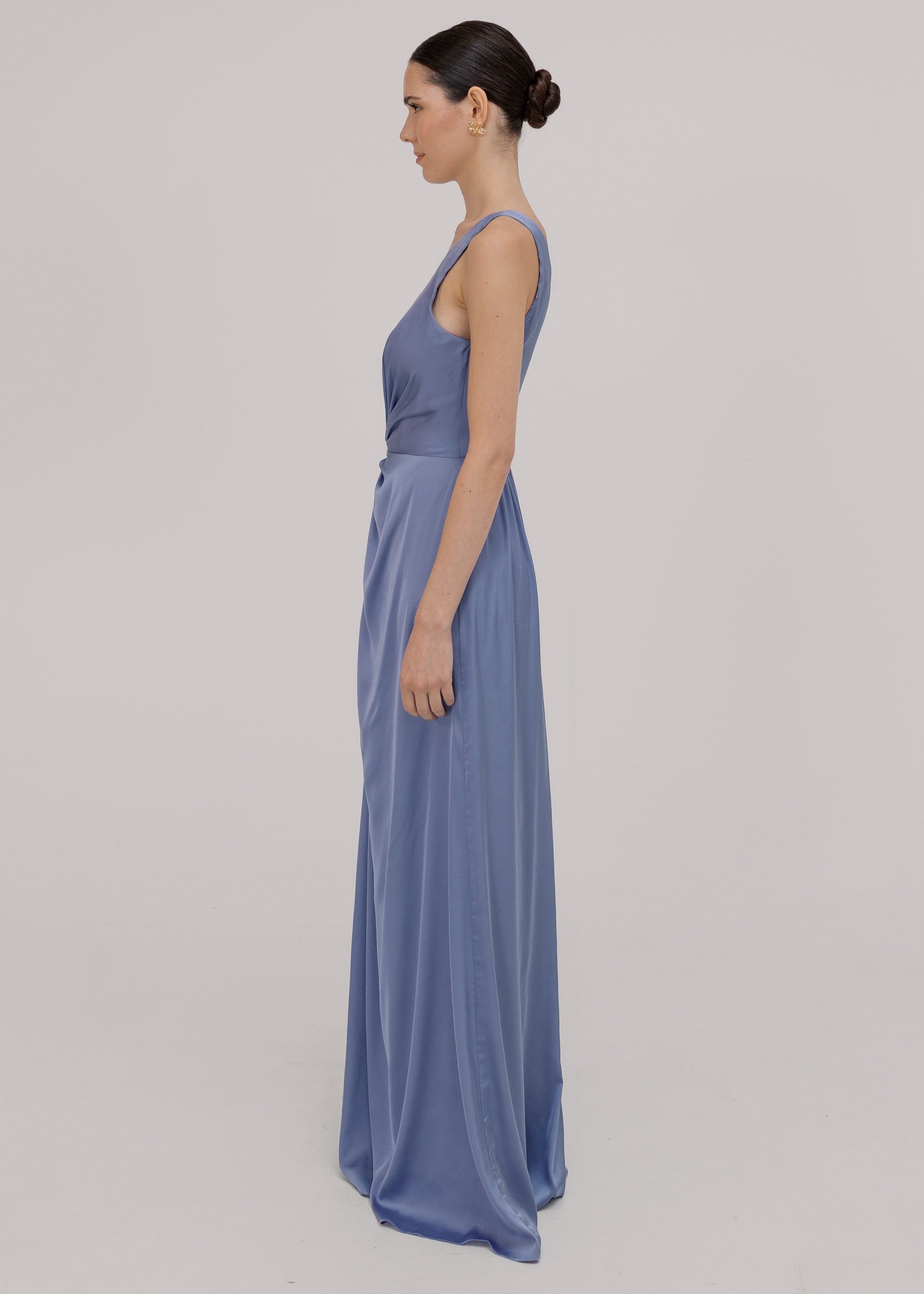 Greta Bridesmaid Dress in French Blue Satin