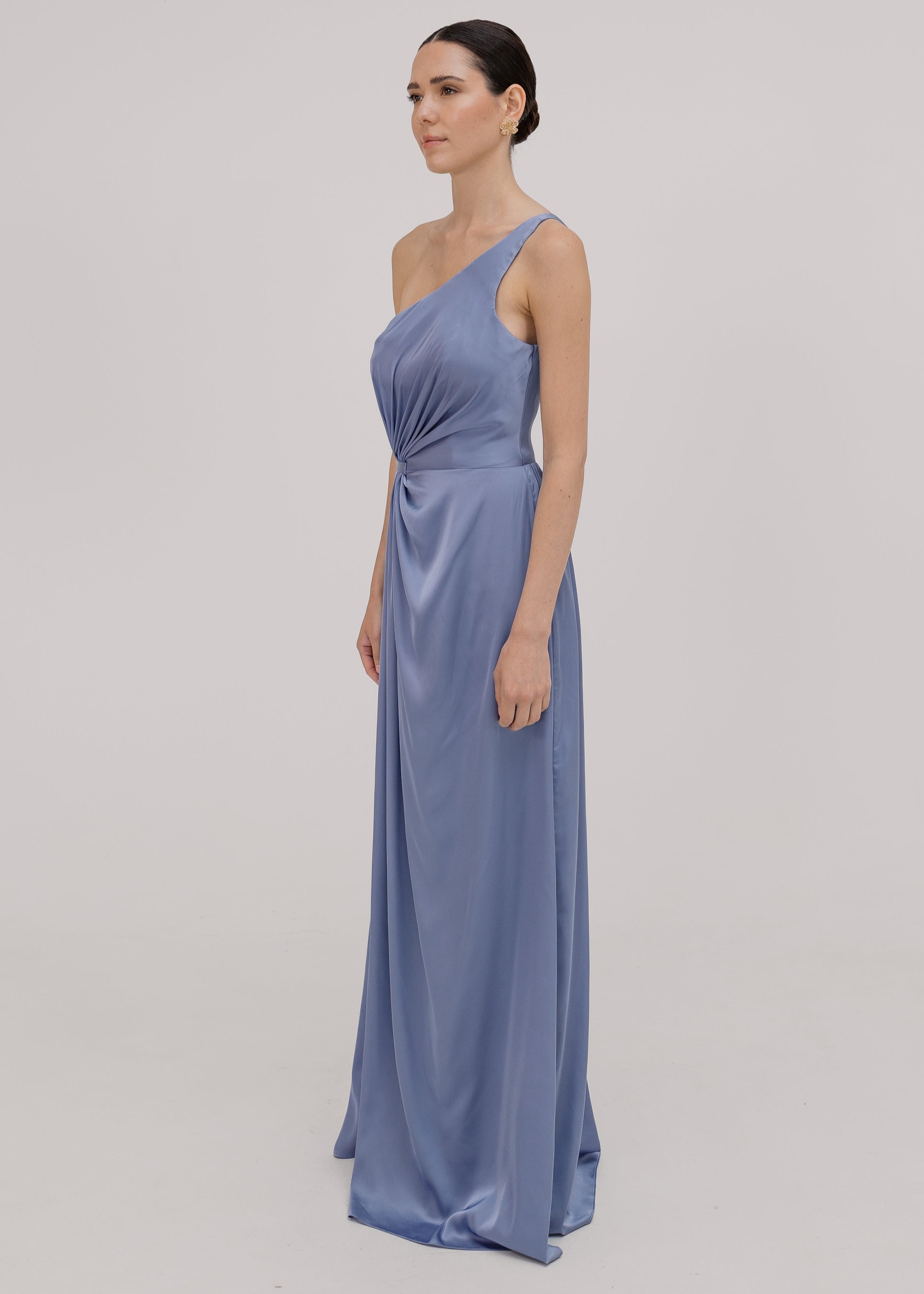 Greta Bridesmaid Dress in French Blue Satin