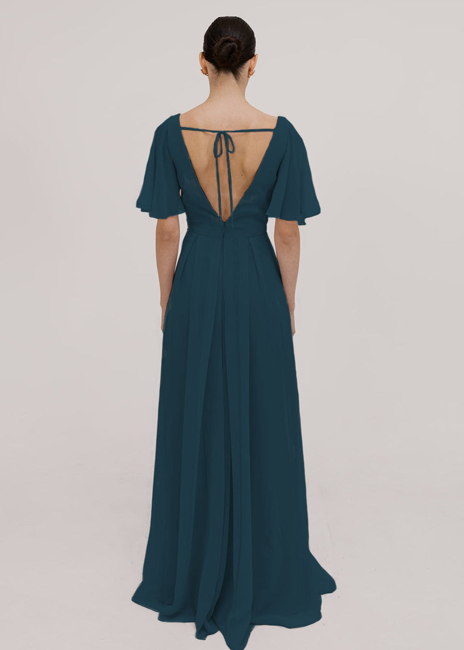 Phoebe Bridesmaid Dress In Emerald Dawn Chiffon