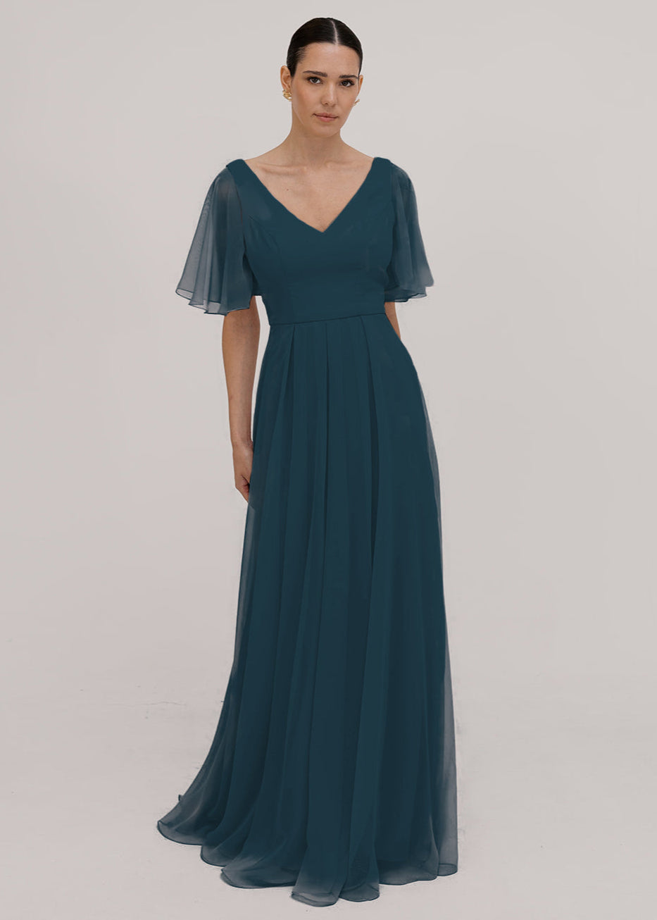 Phoebe Bridesmaid Dress In Emerald Dawn Chiffon