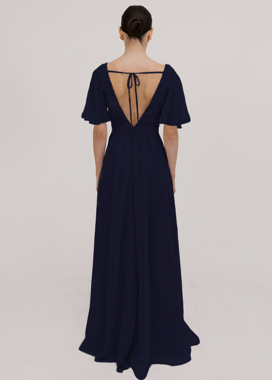 Phoebe Bridesmaid Dress In Navy Chiffon