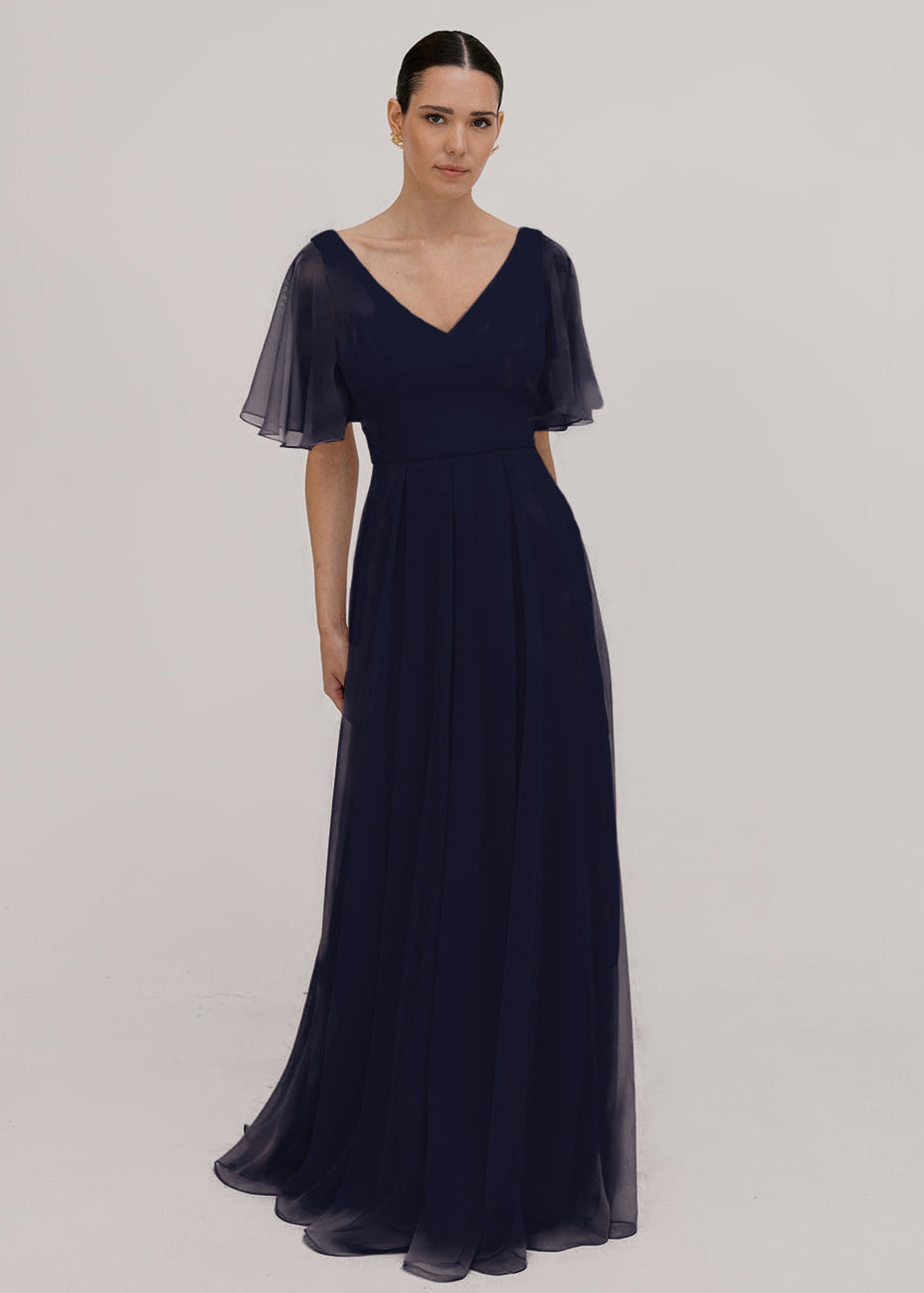 Phoebe Bridesmaid Dress In Navy Chiffon