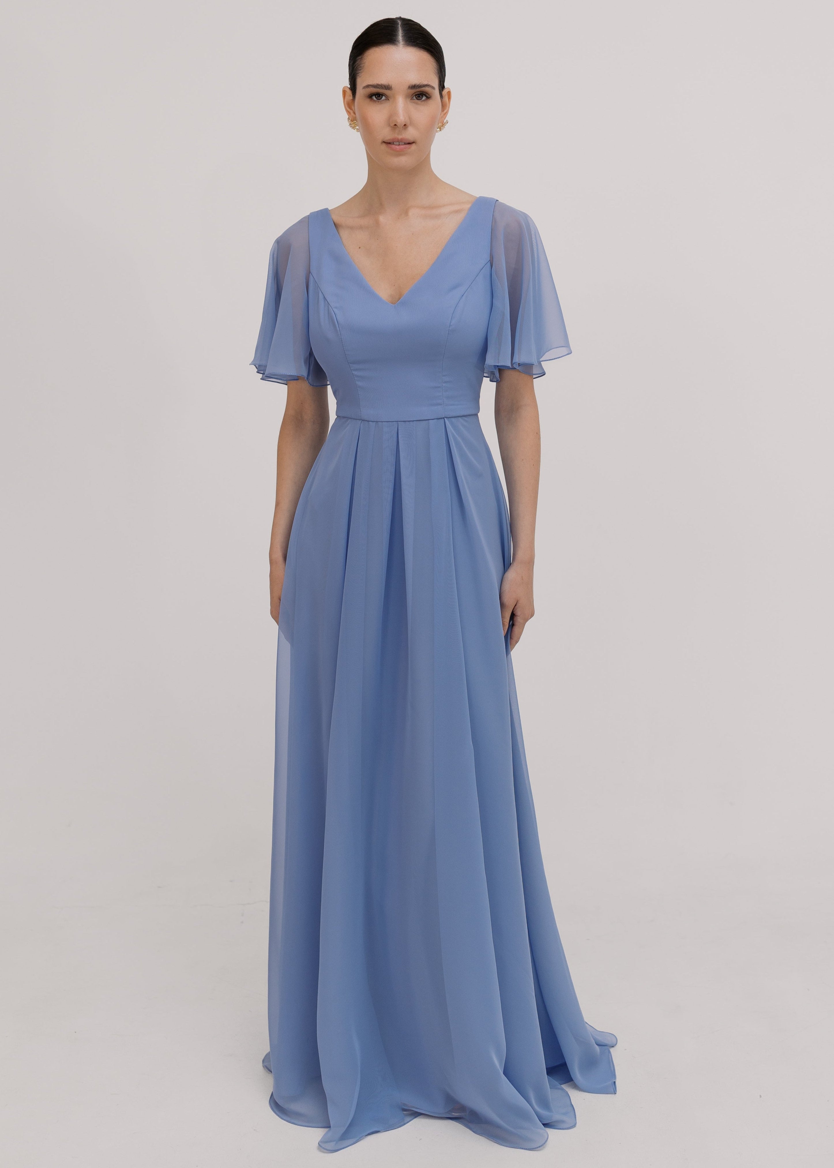 Phoebe Bridesmaid Dress In French Blue Chiffon