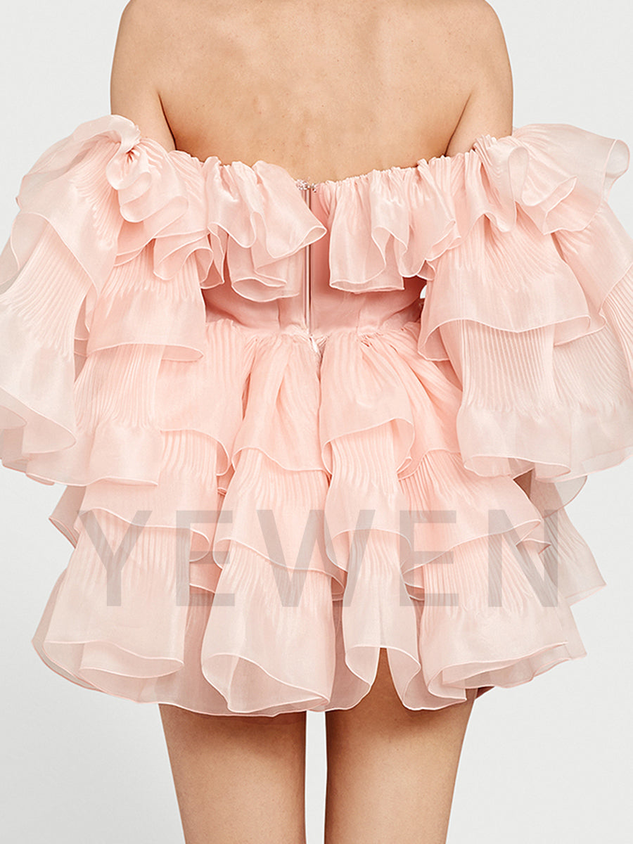 Princess Party Dress Mini Dress Layer Ruffles Prom Dress