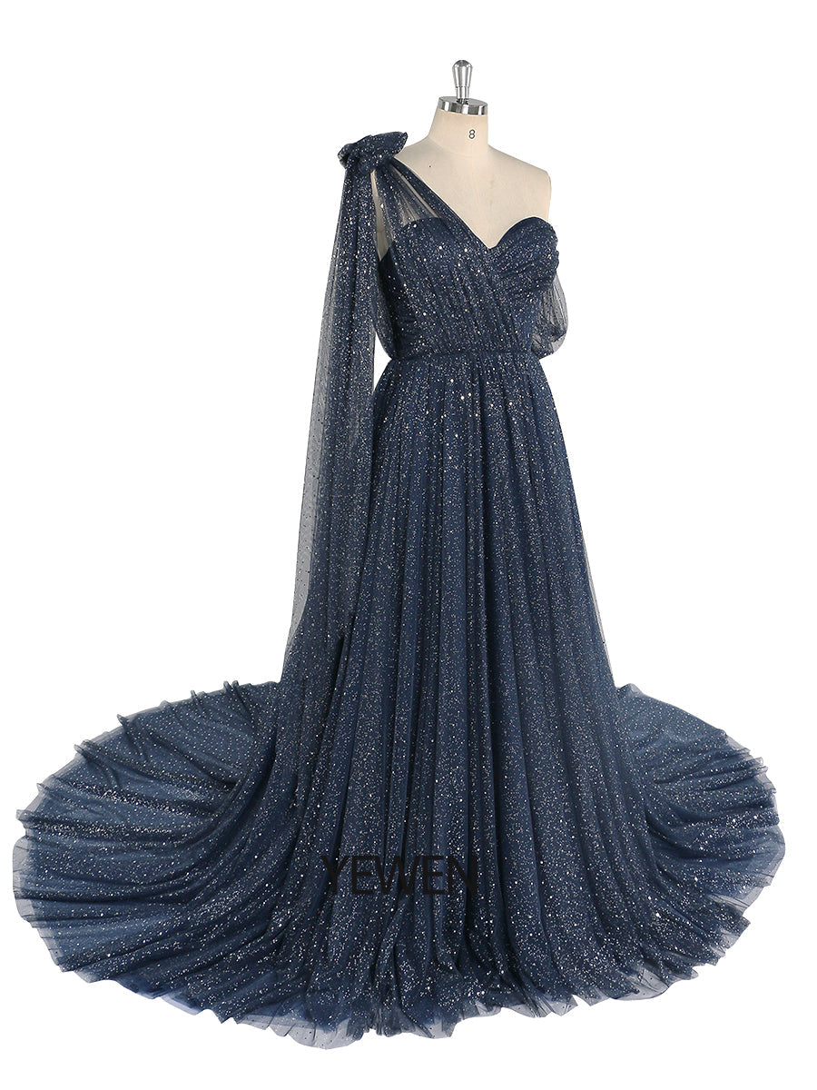 Sparkle Tulle Dress Starry Photography Gown Fashion Glitter Mesh Designer Prom Dress Long YEWEN YW010