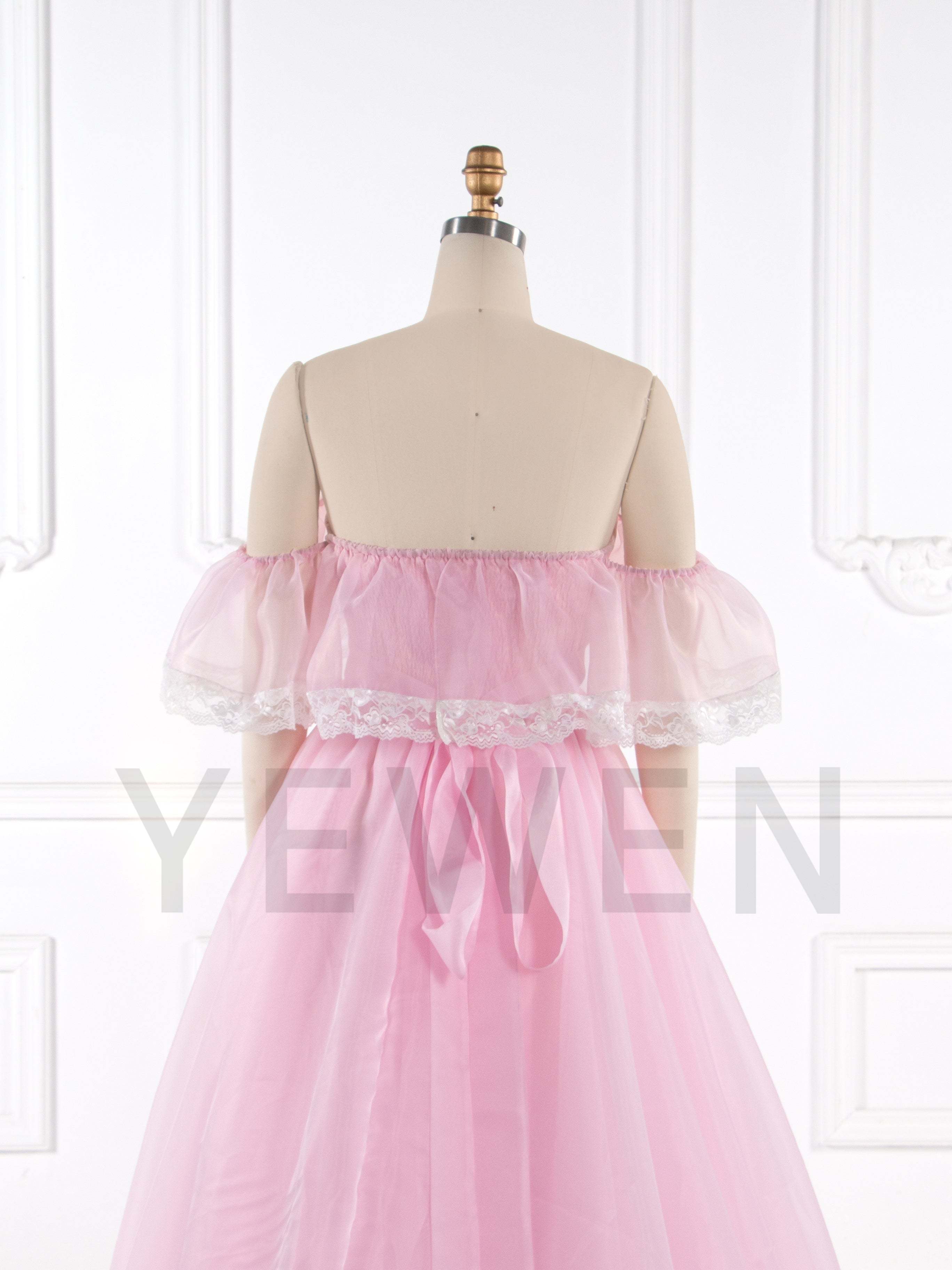 Pink Prom Party Organza Dress with Lace Details Elegant Wedding Guest Dresses YW243165