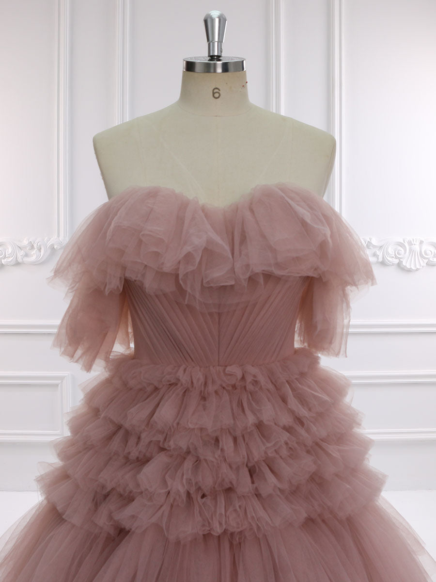 Elegant Off Shoulder Ruffles Colorful Wedding Dresses Tulle Dress for Photo Shoot YW231157