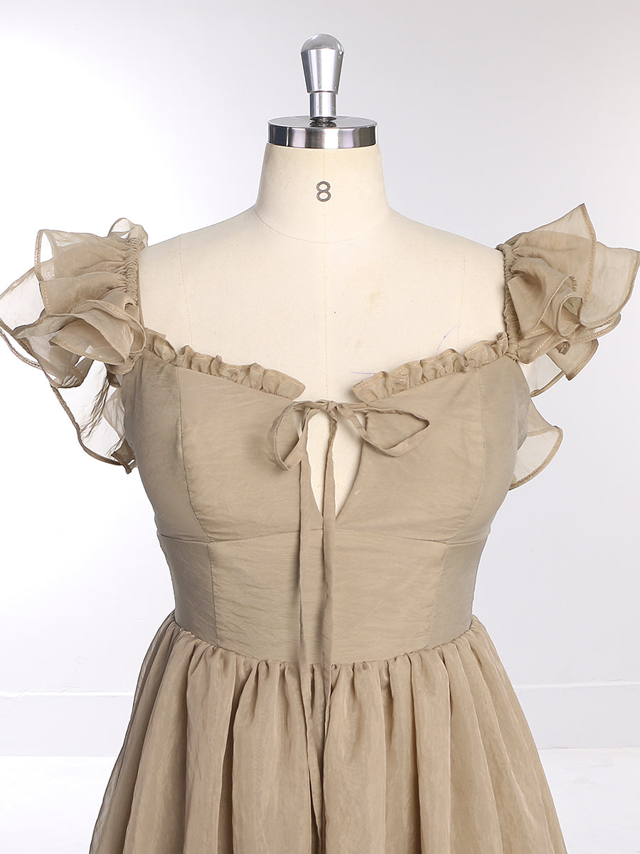 New Woman Dress Side Slit Ruffles Maxi Photo Shoots Dress Custom Colors YW230506