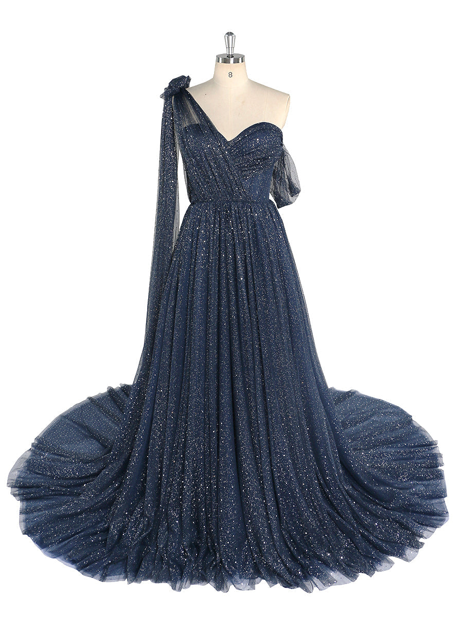 Sparkle Tulle Dress Starry Photography Gown Fashion Glitter Mesh Designer Prom Dress Long YEWEN YW010