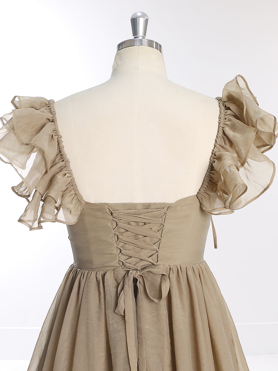 New Woman Dress Side Slit Ruffles Maxi Photo Shoots Dress Custom Colors YW230506