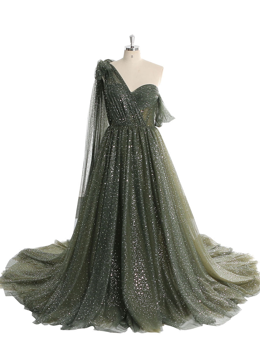 Sparkle Tulle Dress Starry Photography Gown Fashion Glitter Mesh Designer Prom Dress Long YEWEN YW010