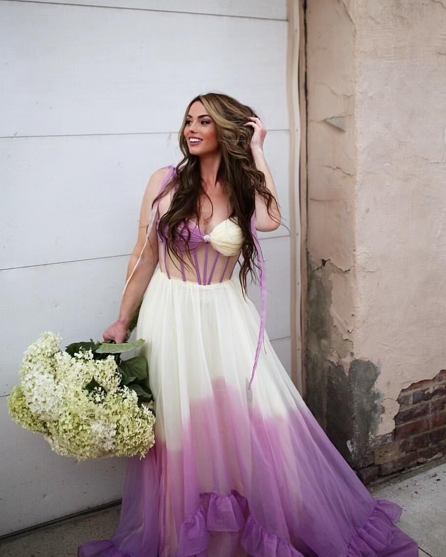 Fashion Spaghetti Strap Contrast Color Prom Dress Floor Length Photoshoot Dress YW231047