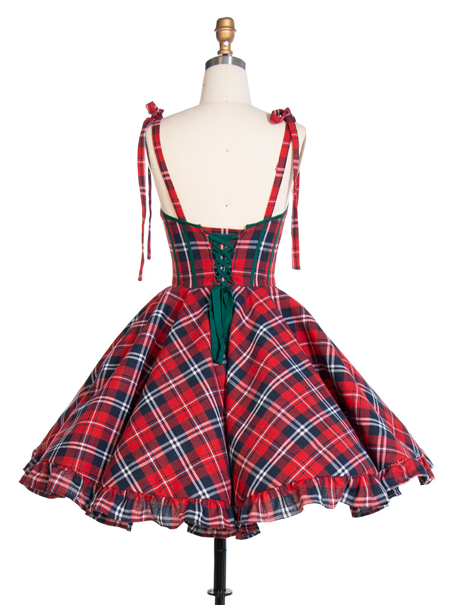 Vintage Christmas Plaid Dress A-Line Party Tartan Dresses YW243106
