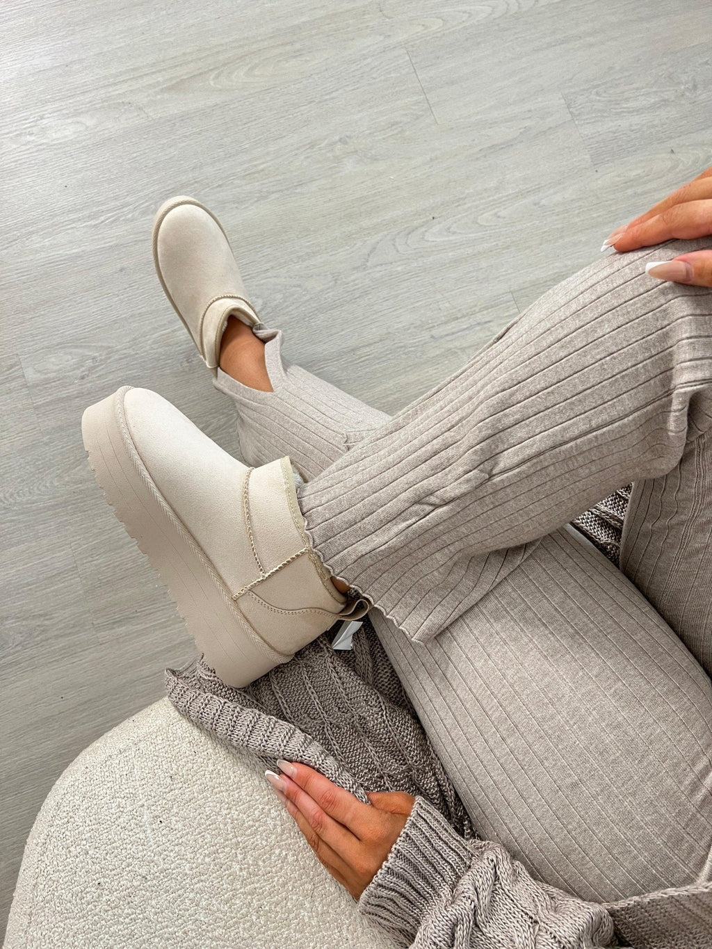 Black Faux Fur Platform Mini Boots