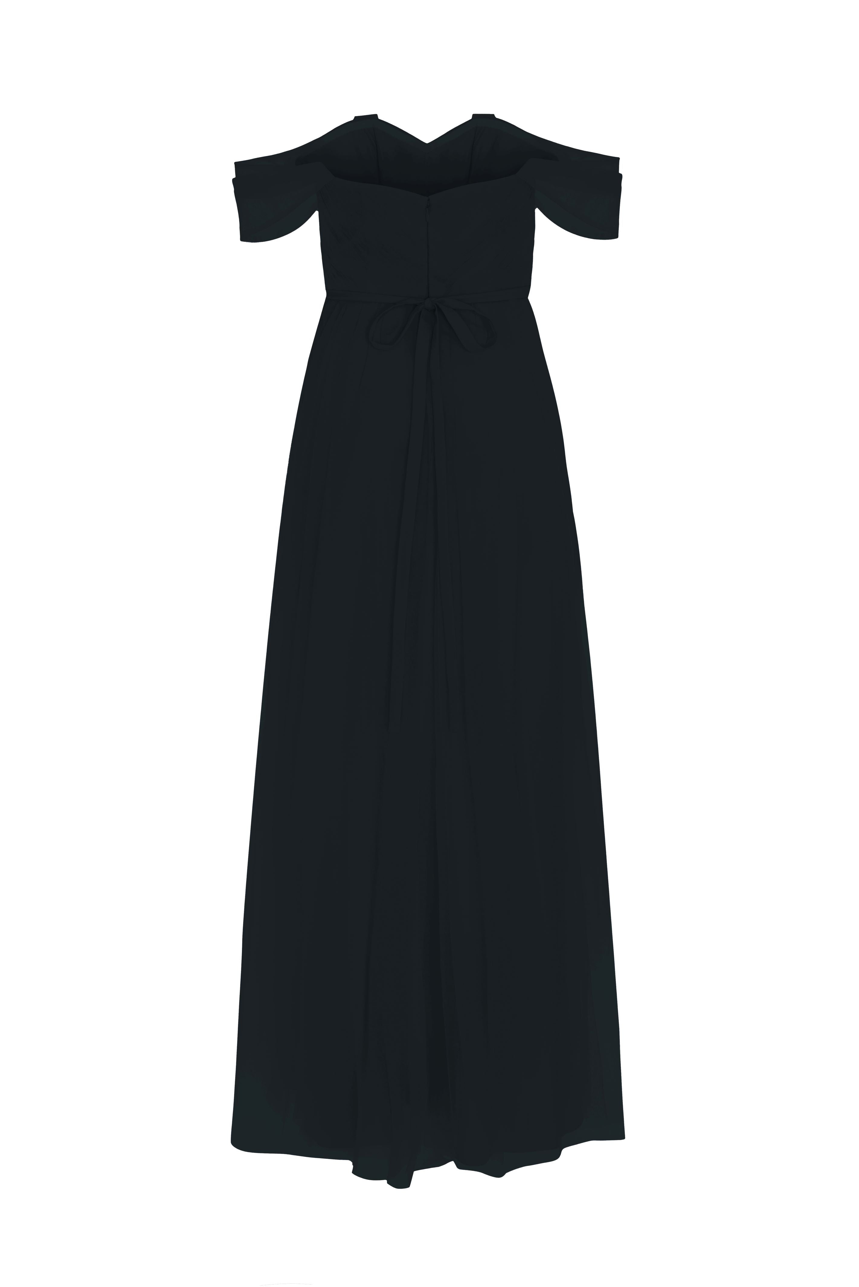 Bardot Bridesmaid Dress in Black Tulle