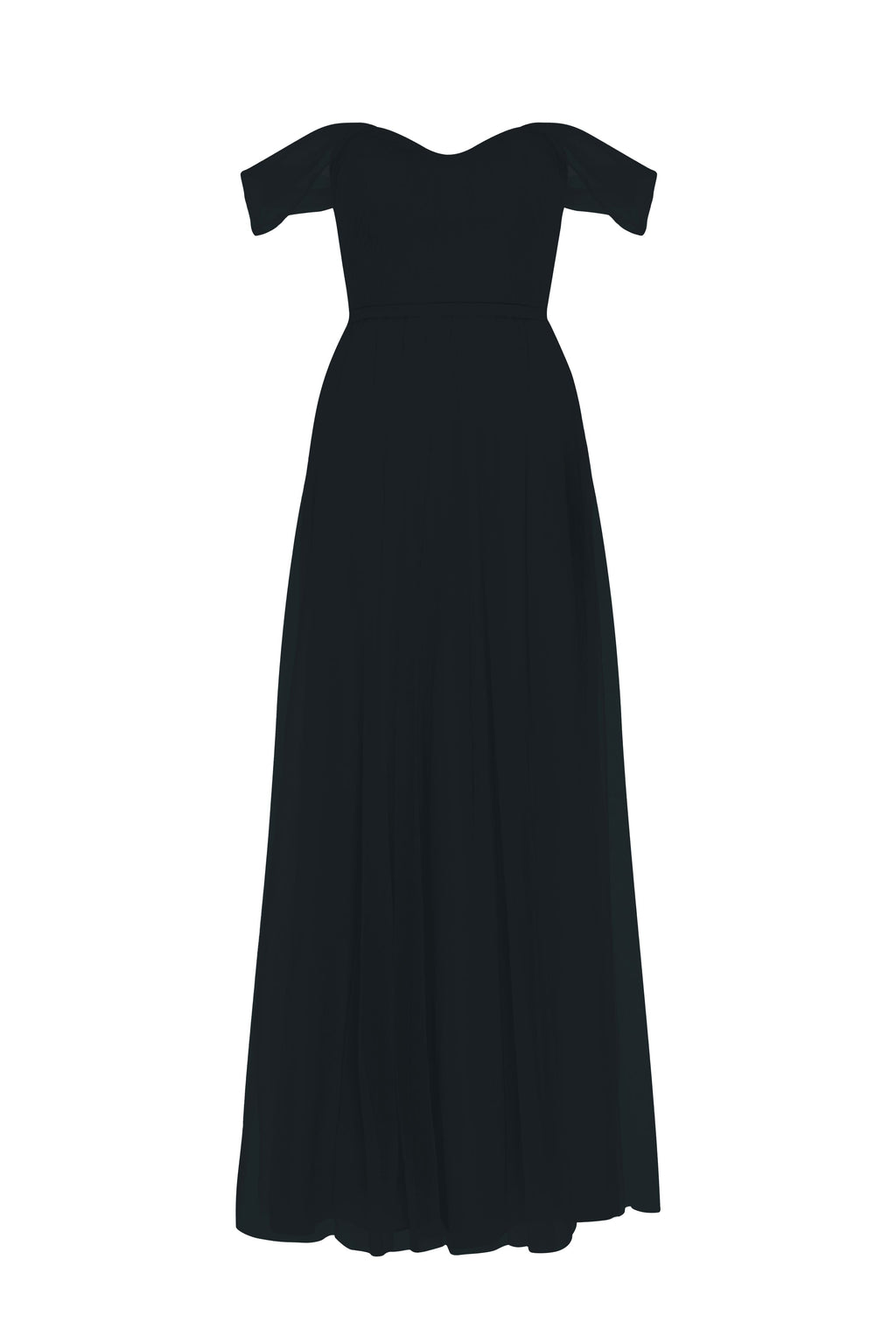 Bardot Bridesmaid Dress in Black Tulle