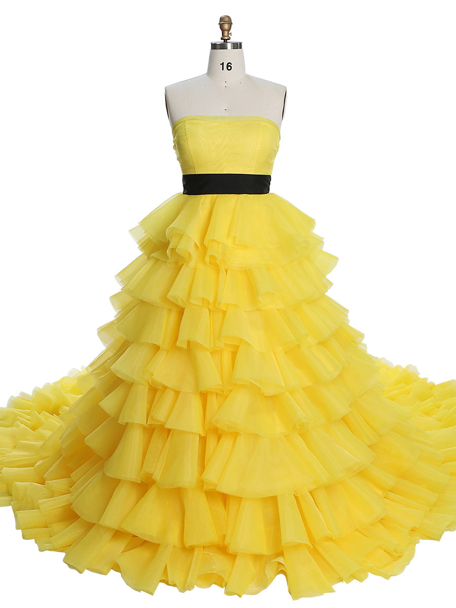 Layers Soft Organza Long Train Colors Wedding Dress Birdal Gowns Photoshoot Dress YEWEN YW230426