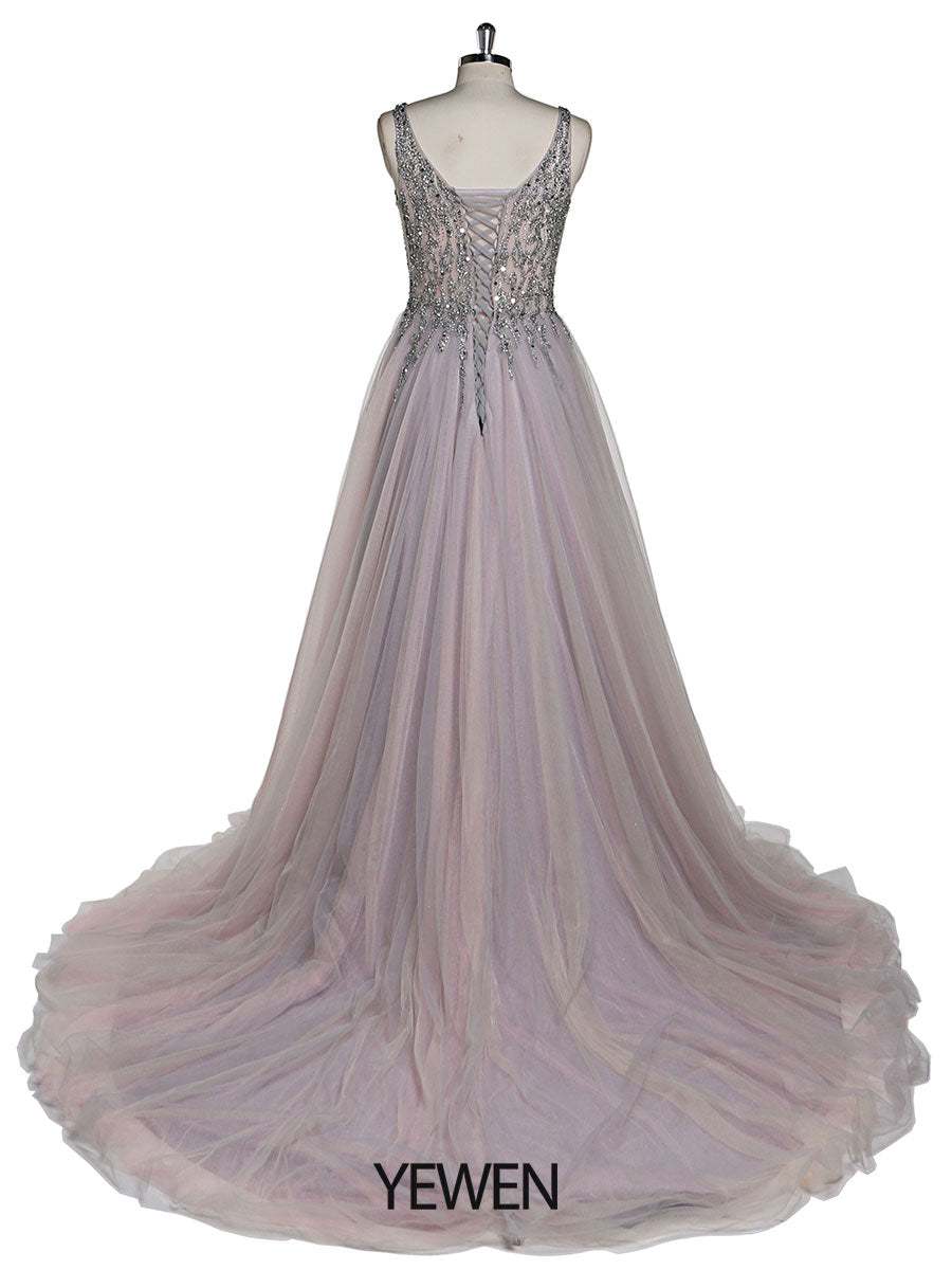 V-Neck Beaded Elegant Sleeveless Maxi Dress Photo Shoot Dress