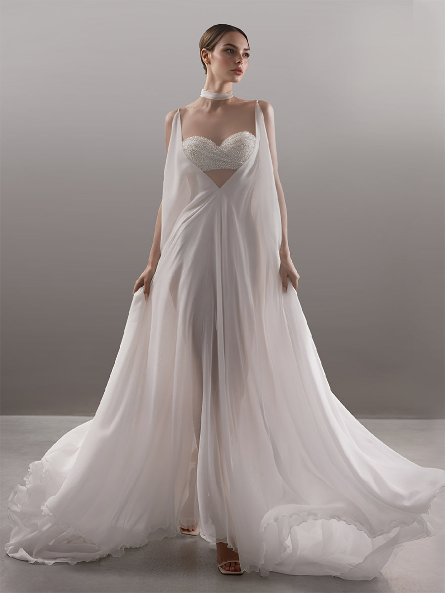 Custom Made Long Silk Chiffon Evening Dresses Prom Dress for Women YW250067