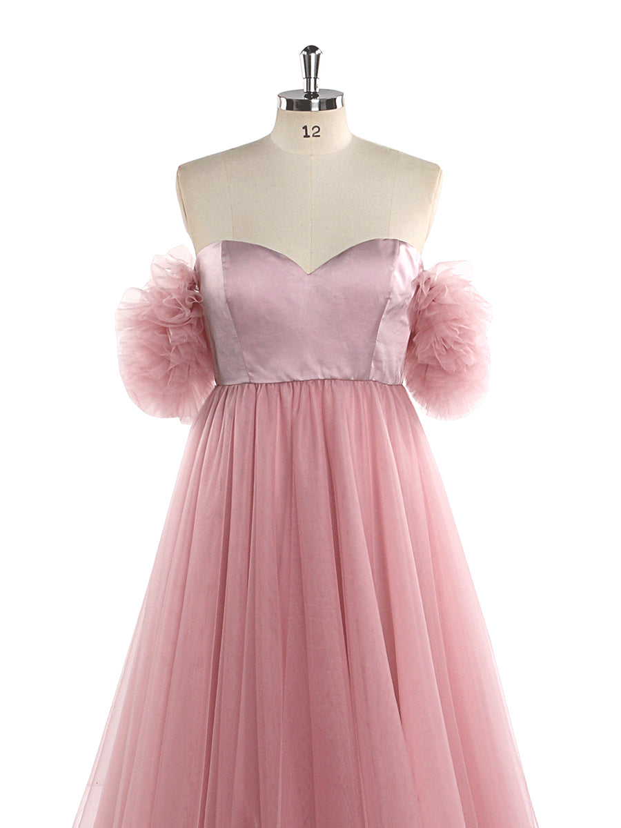 Pink Tulle Maternity Photography Dress Long Off Shoulder Maternity Gowns for Baby Shower  Fancy Photography Props YeWen YW220905